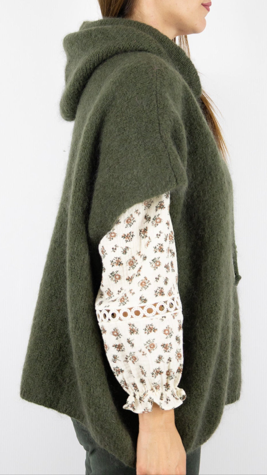 PULL MANCHES COURTES AMPLE A CAPUCHE NAIS 25083#COLOR_KAKI