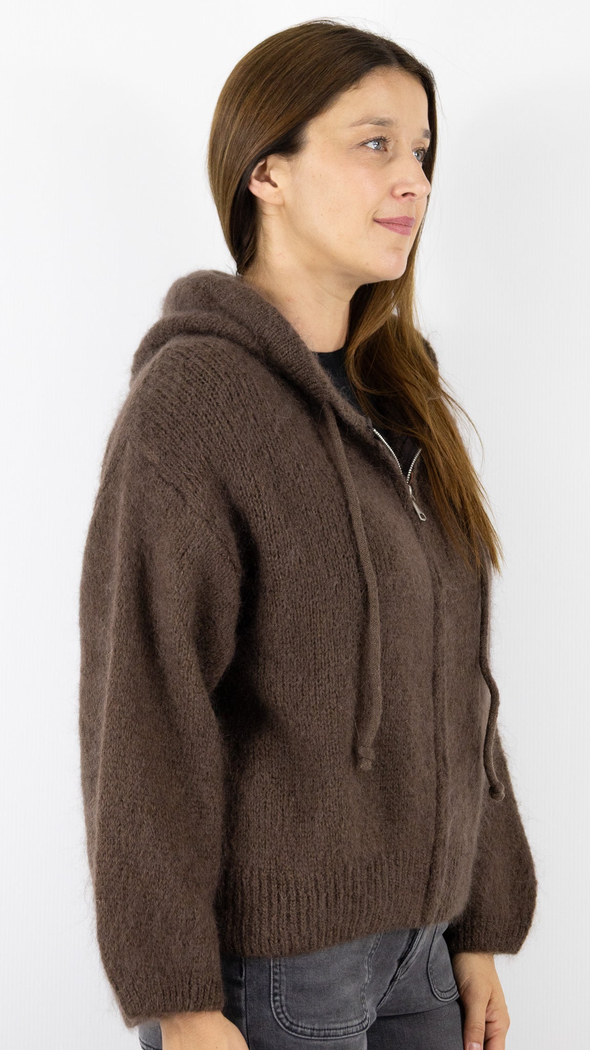 GILET ZIPPE A CAPUCHE NAIS 25090#COLOR_CHOCO