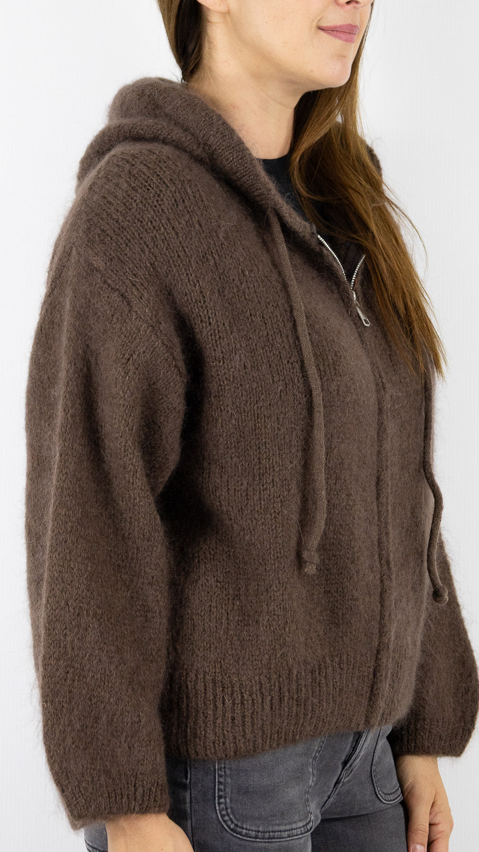 GILET ZIPPE A CAPUCHE NAIS 25090#COLOR_CHOCO