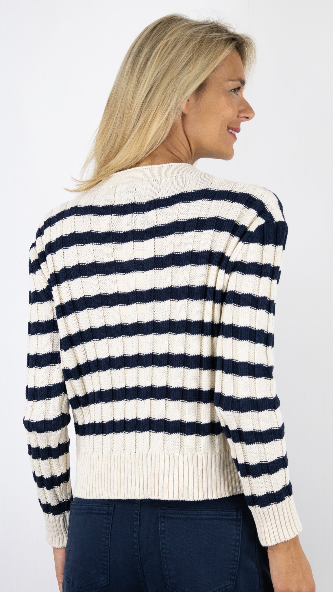 PULL V MARINIERE STUDIO PARISIEN 2513#color_BEIGE/MARINE