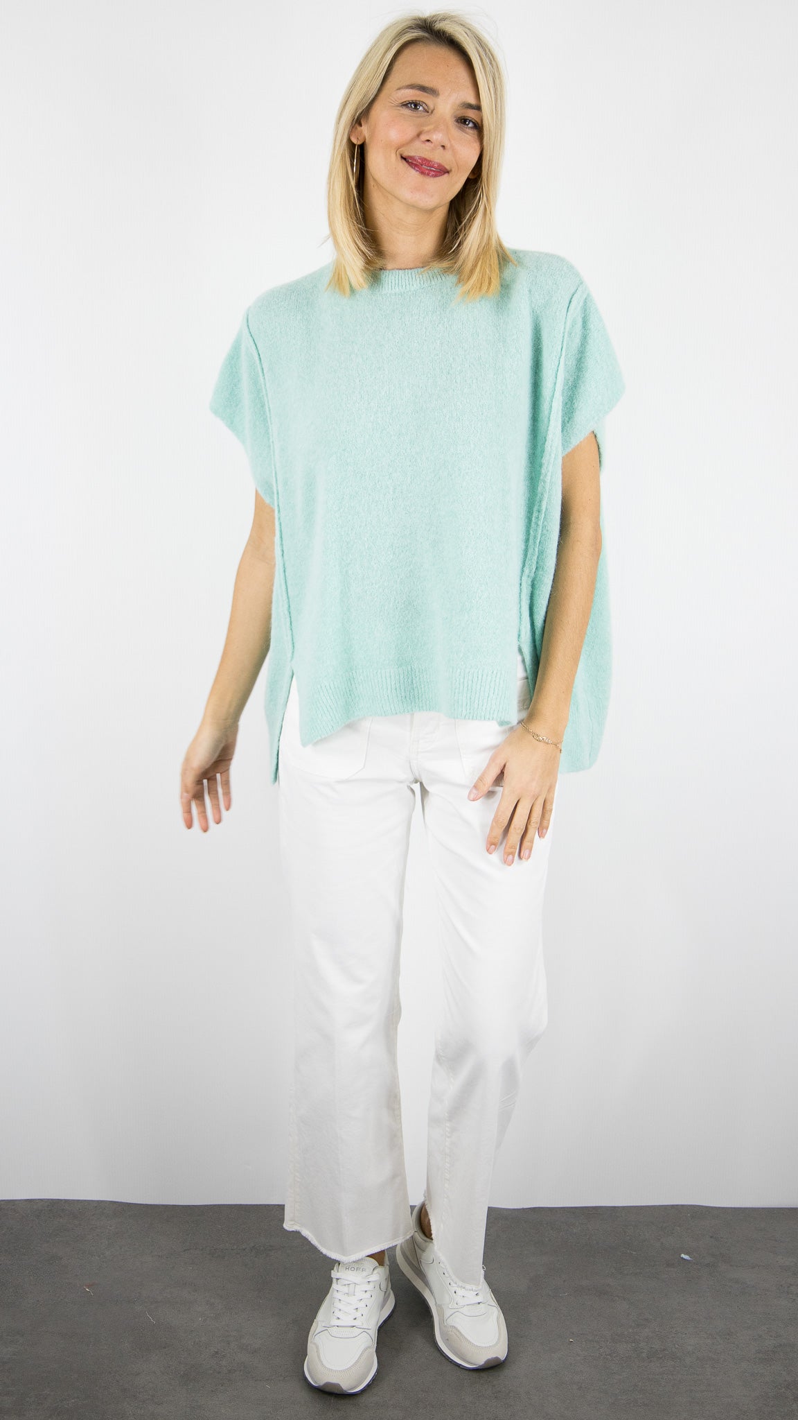 PULL AMPLE MANCHES COURTES FEMME STUDIO PARISIEN 25195#COLOR_MINT