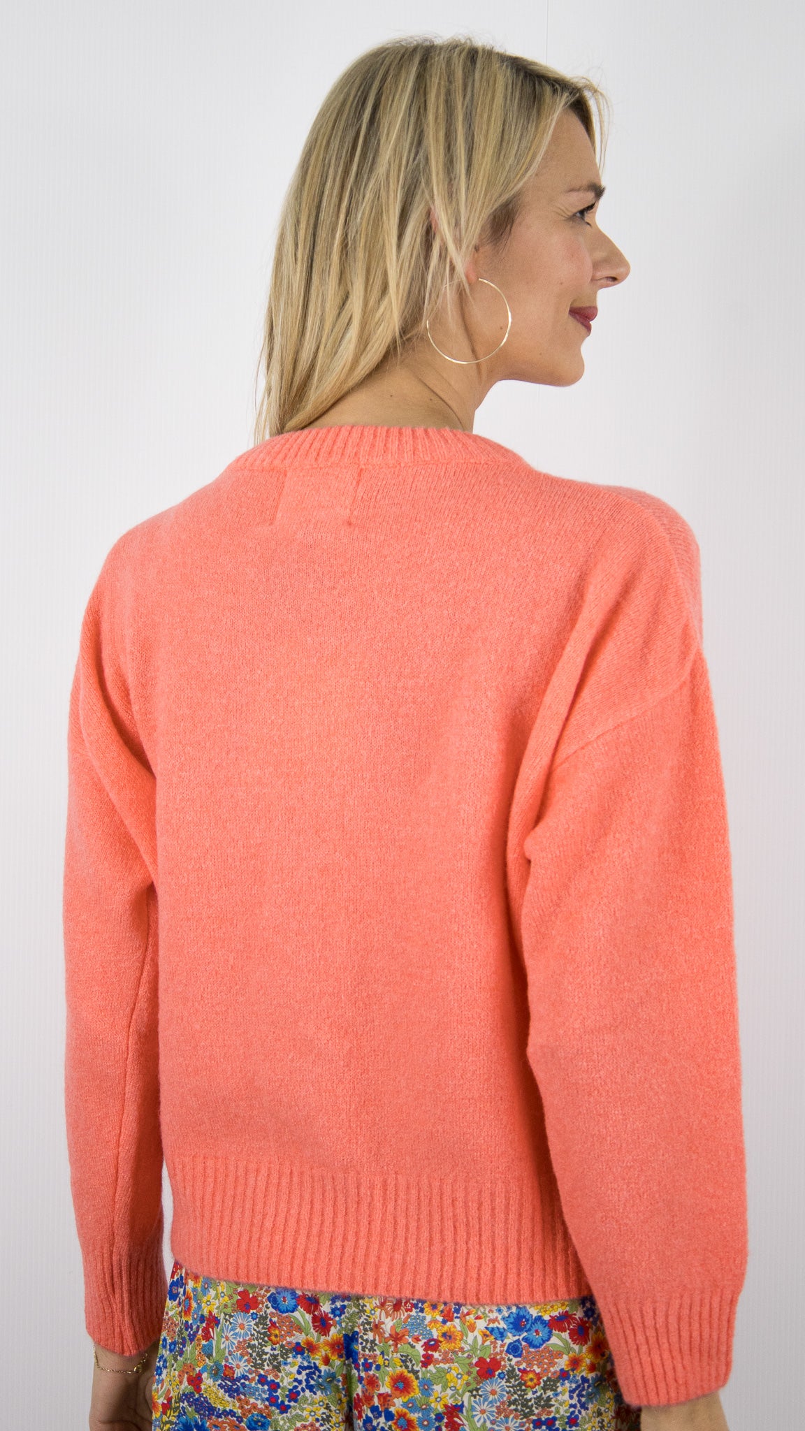 PULL COL ROND BABY ALPAGA POUR FEMME STUDIO PARISIEN 25570#COLOR_ABRICOT