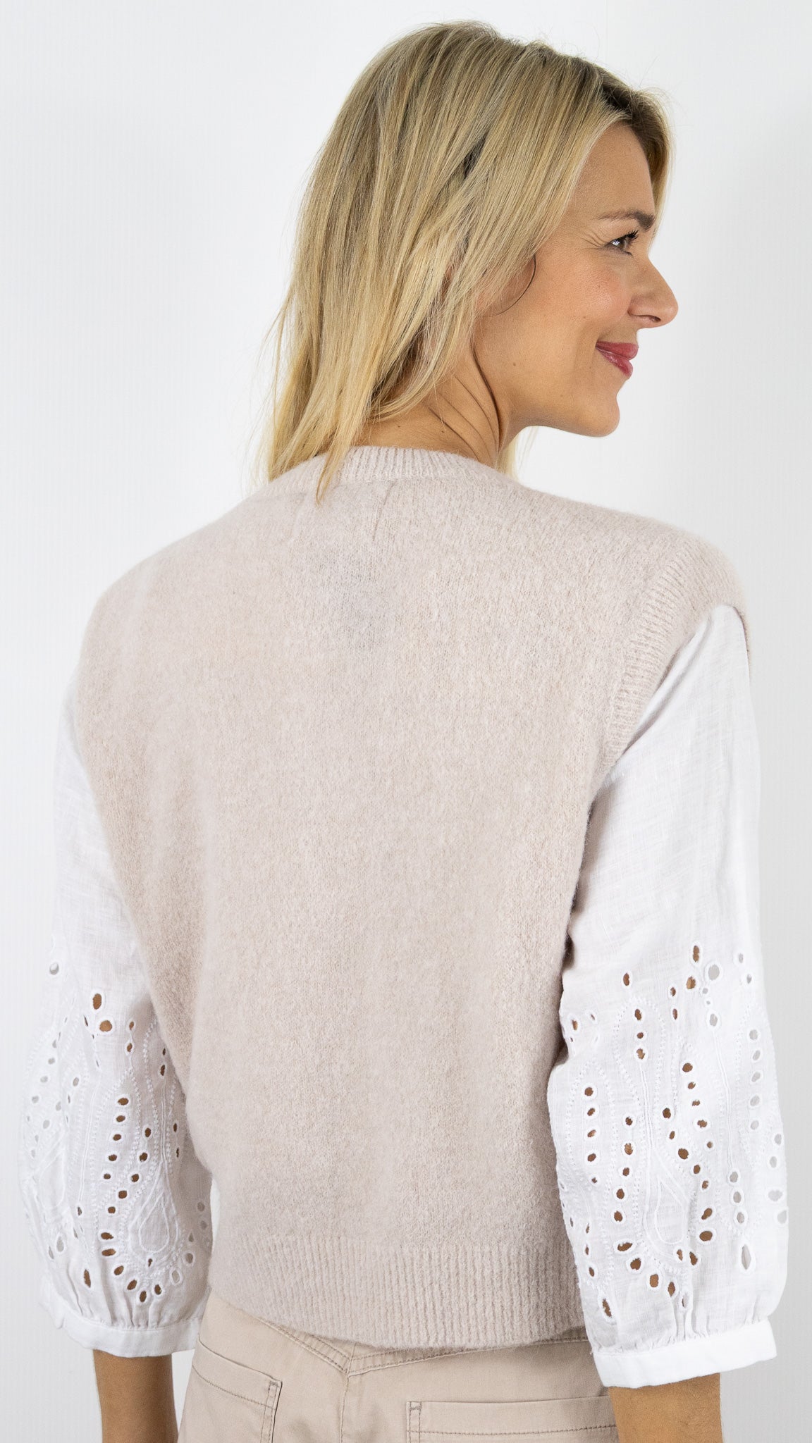 GILET SANS MANCHES ZIPPE STUDIO PARISIEN 25681#color_BEIGE