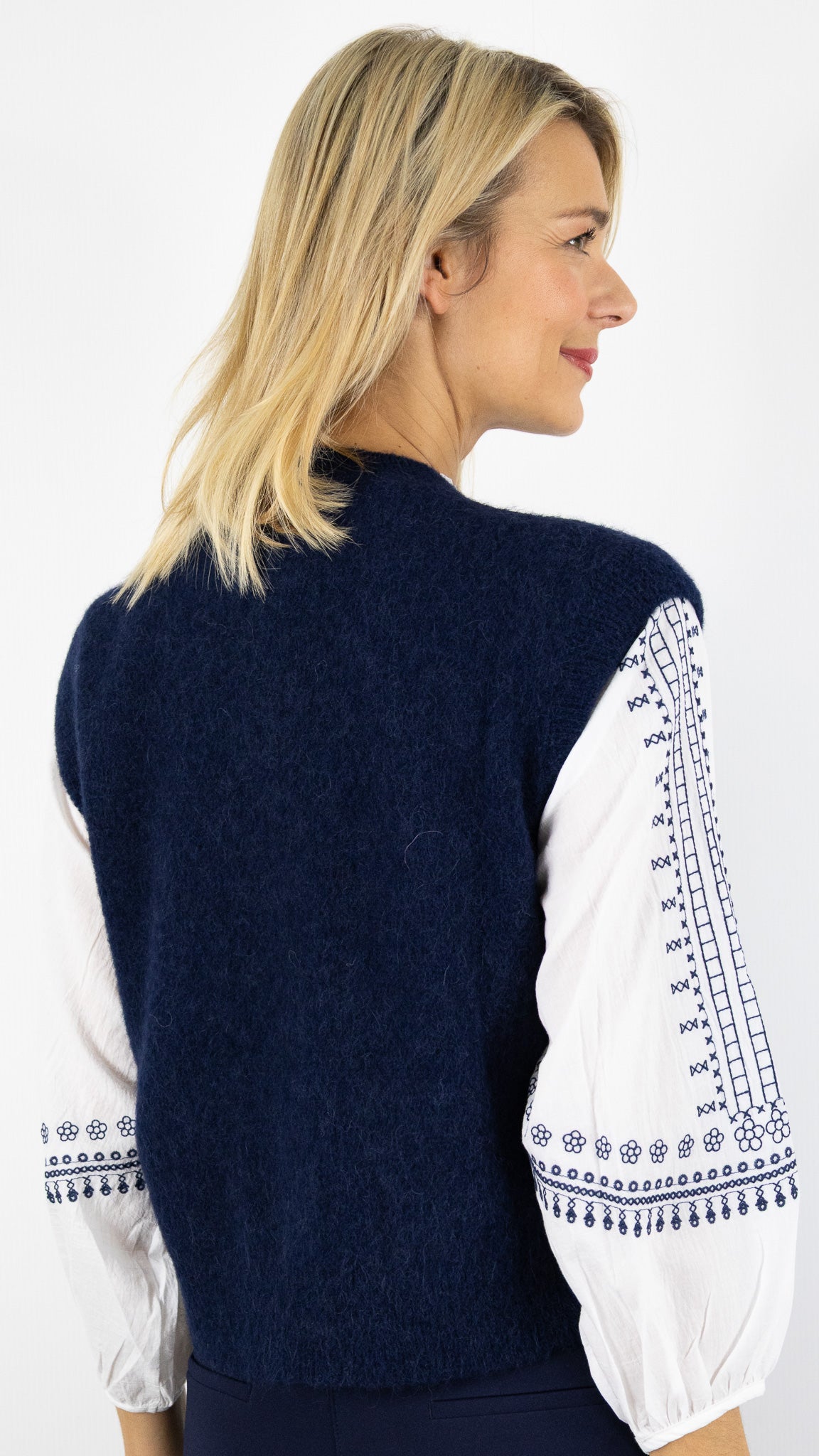 GILET SANS MANCHES ZIPPE STUDIO PARISIEN 25681#color_MARINE