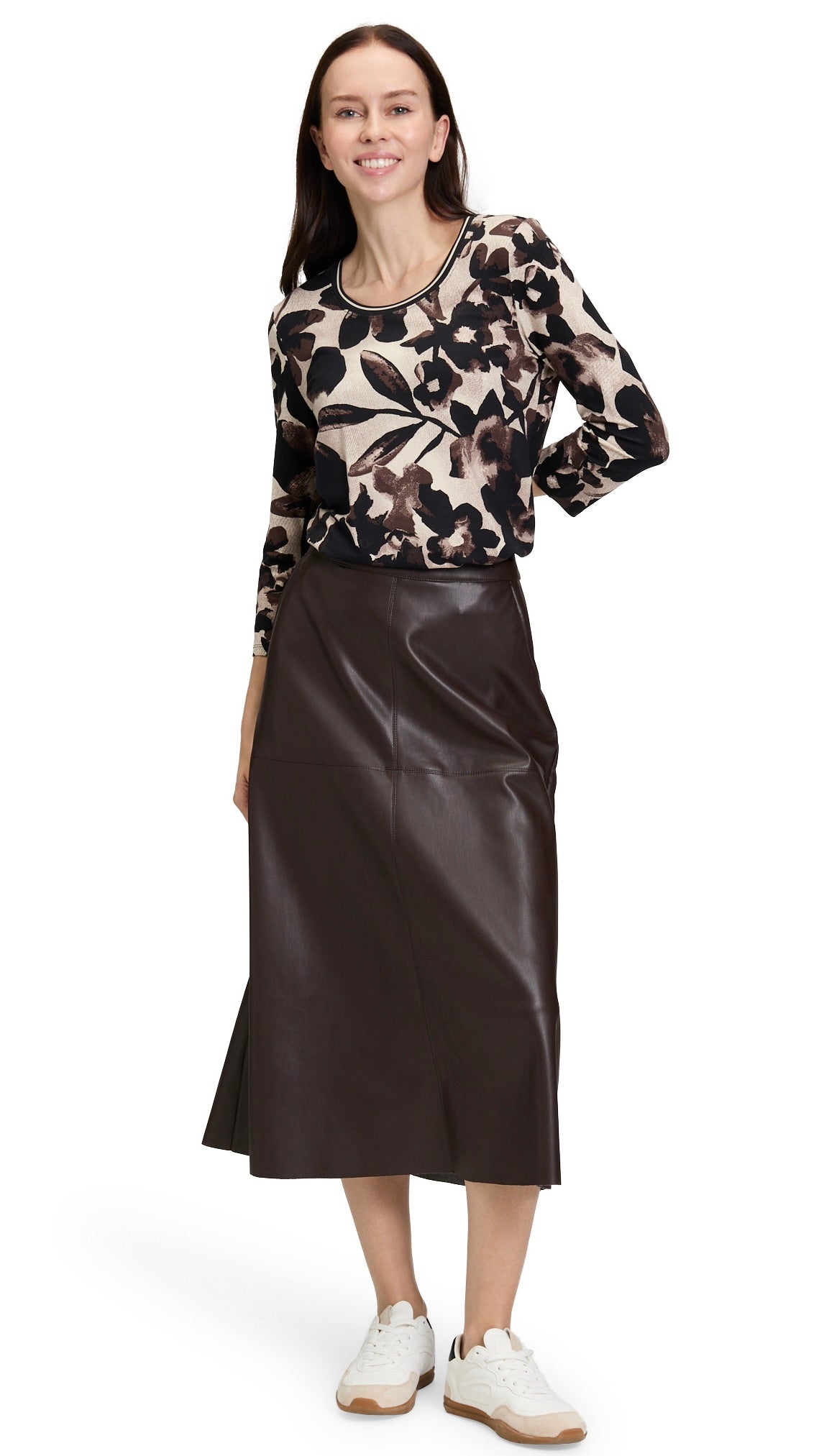 TEE-SHIRT IMPRIME FLEURI CHOCOLAT  BETTY BARCLAY 2599/1482