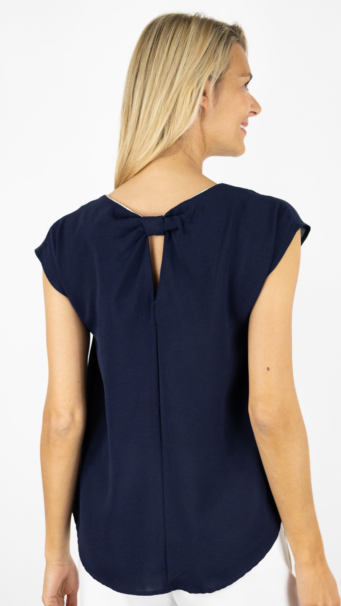 TOP V SATINE LAMÉ BY ONE 272N#COLOR_MARINE