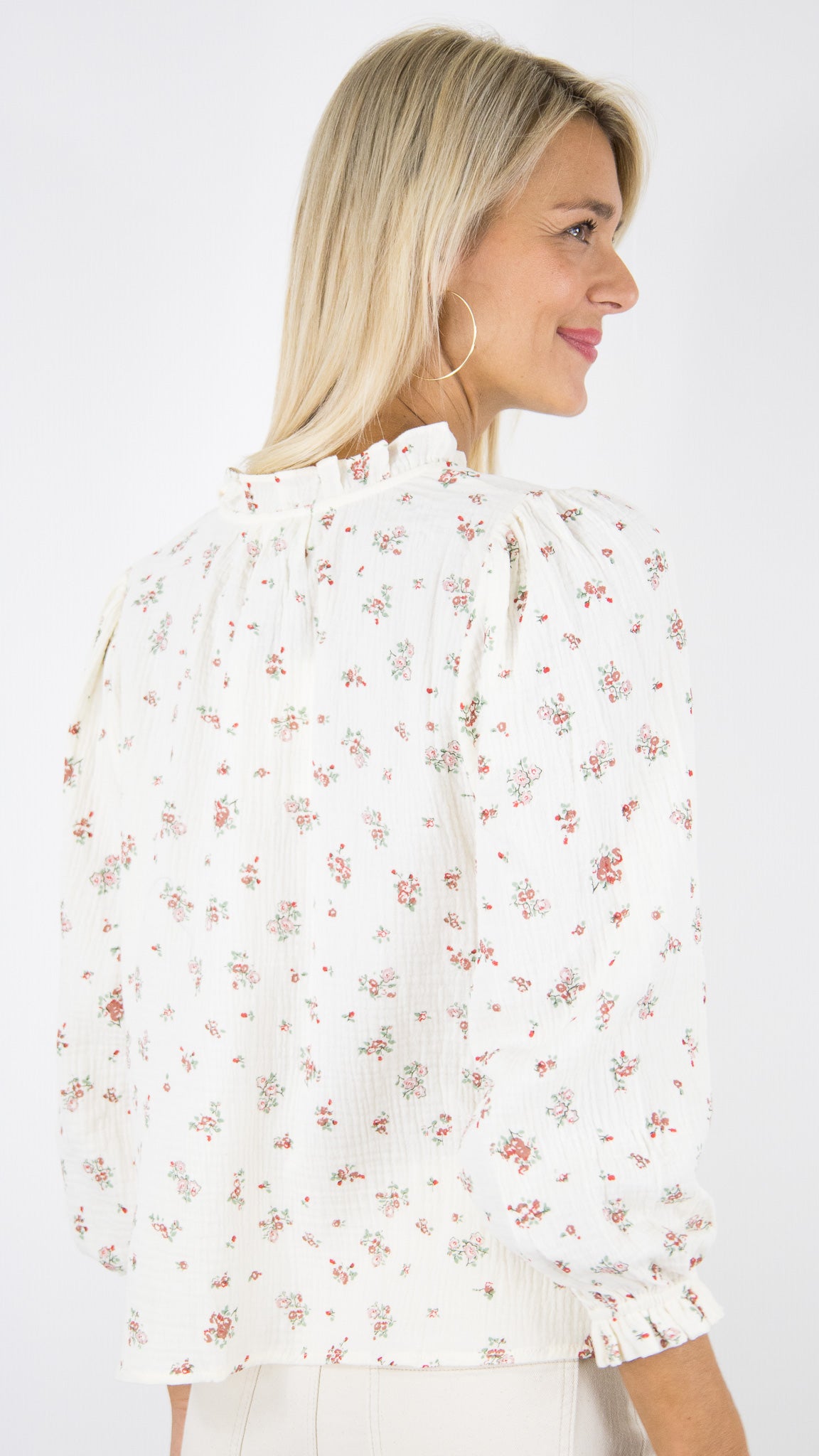 BLOUSE EN COTON IMPRIME CERISES FEMME YCOO 30189B