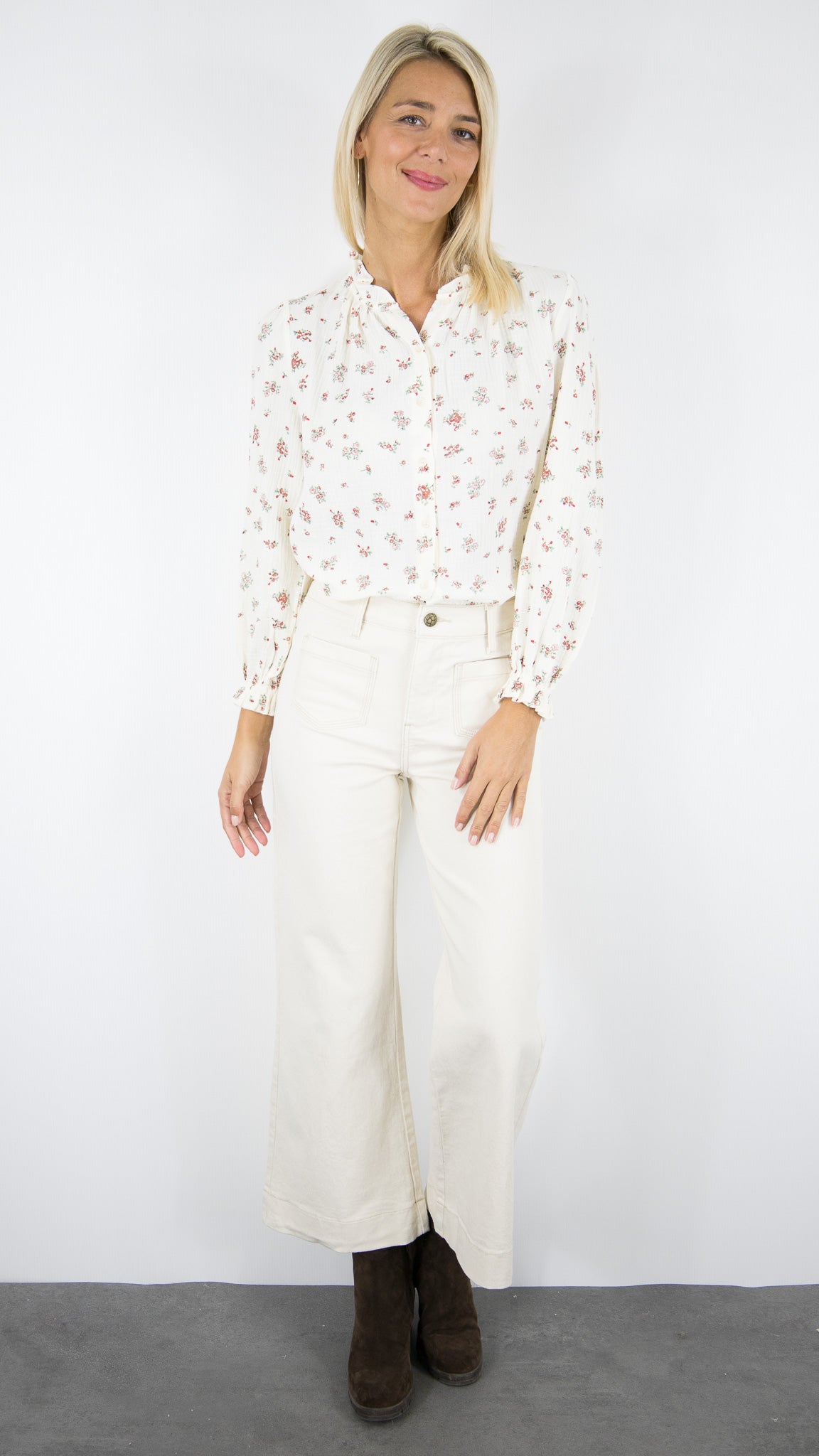 BLOUSE EN COTON IMPRIME CERISES FEMME YCOO 30189B