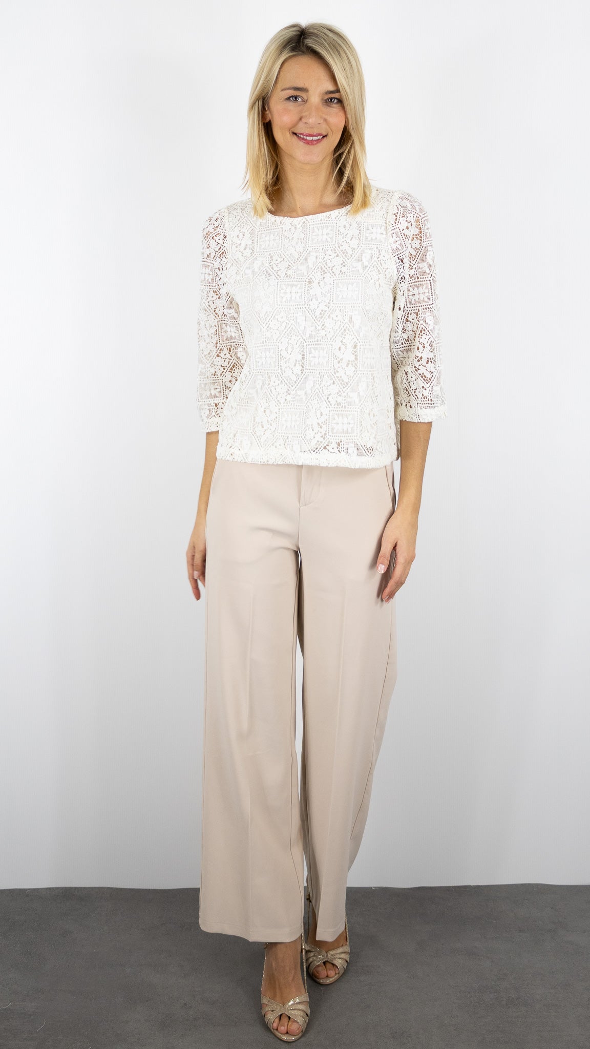 BLOUSE DENTELLE COURTE DOUBLE IVOIRE YCOO 30557B
