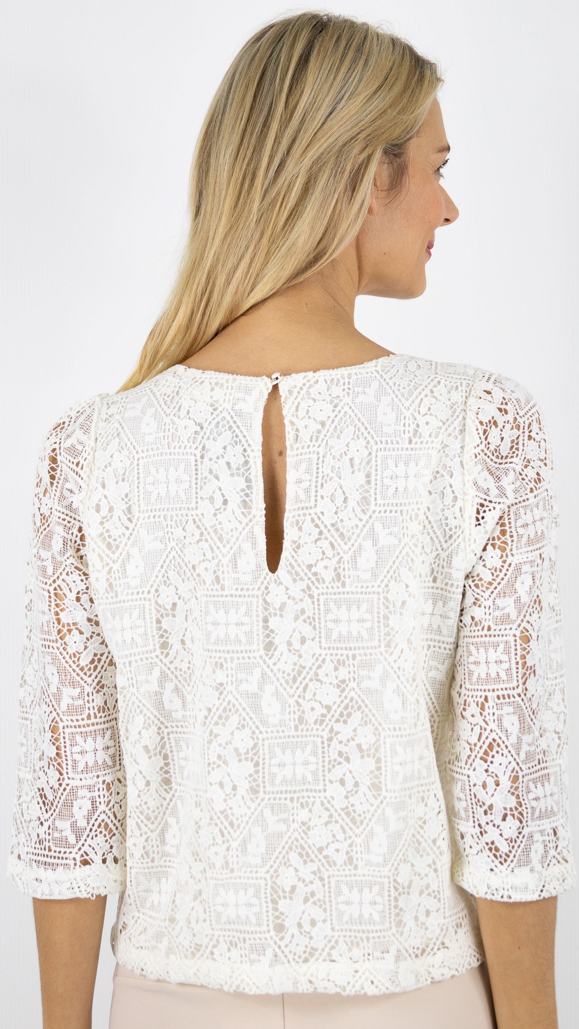 BLOUSE DENTELLE COURTE DOUBLE IVOIRE YCOO 30557B