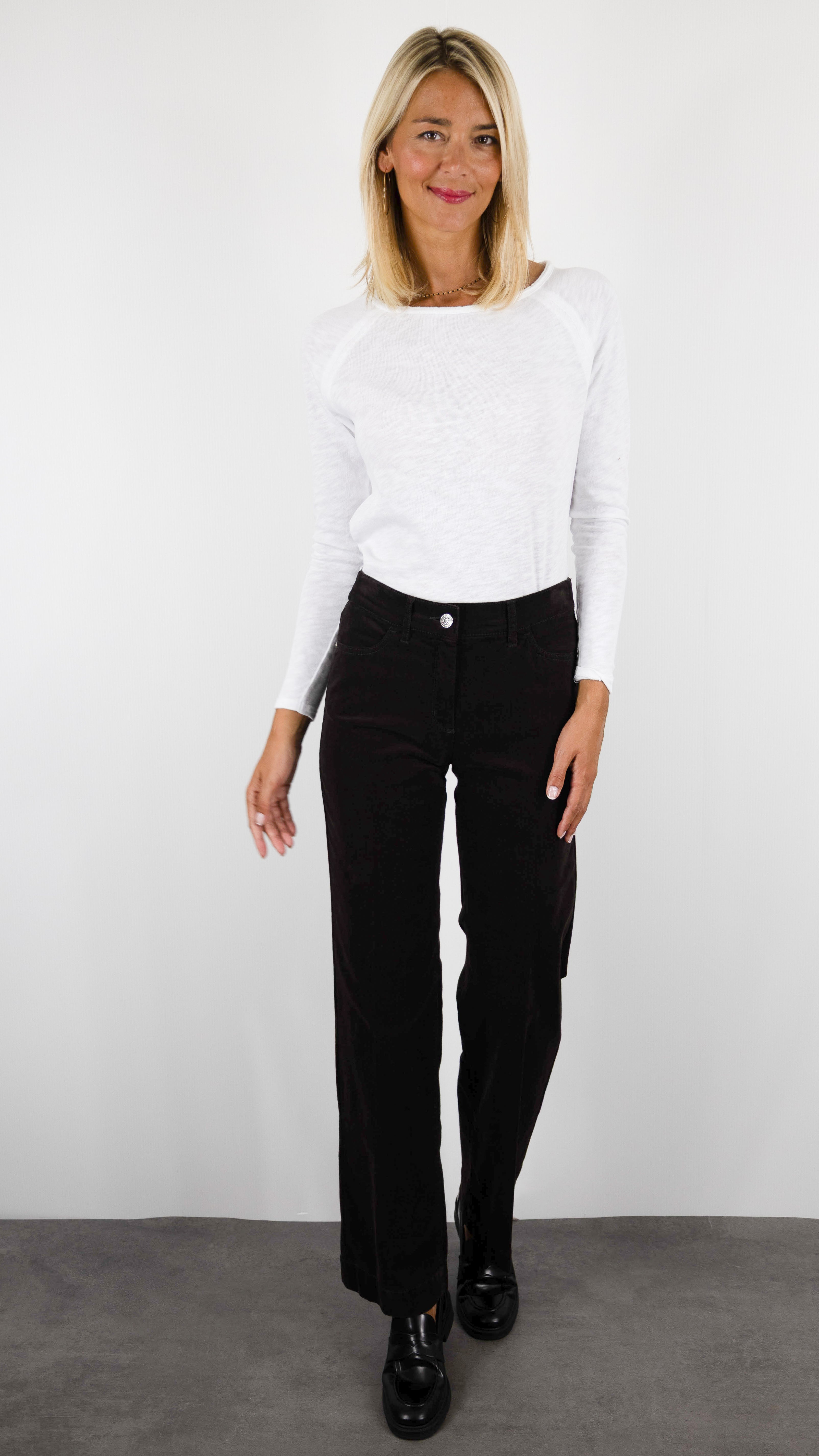 JEANS DROIT EN VELOURS POUR FEMME TONI 31-01 1213-57 JENNY WIDE#COLOR_79/DARK BROWN