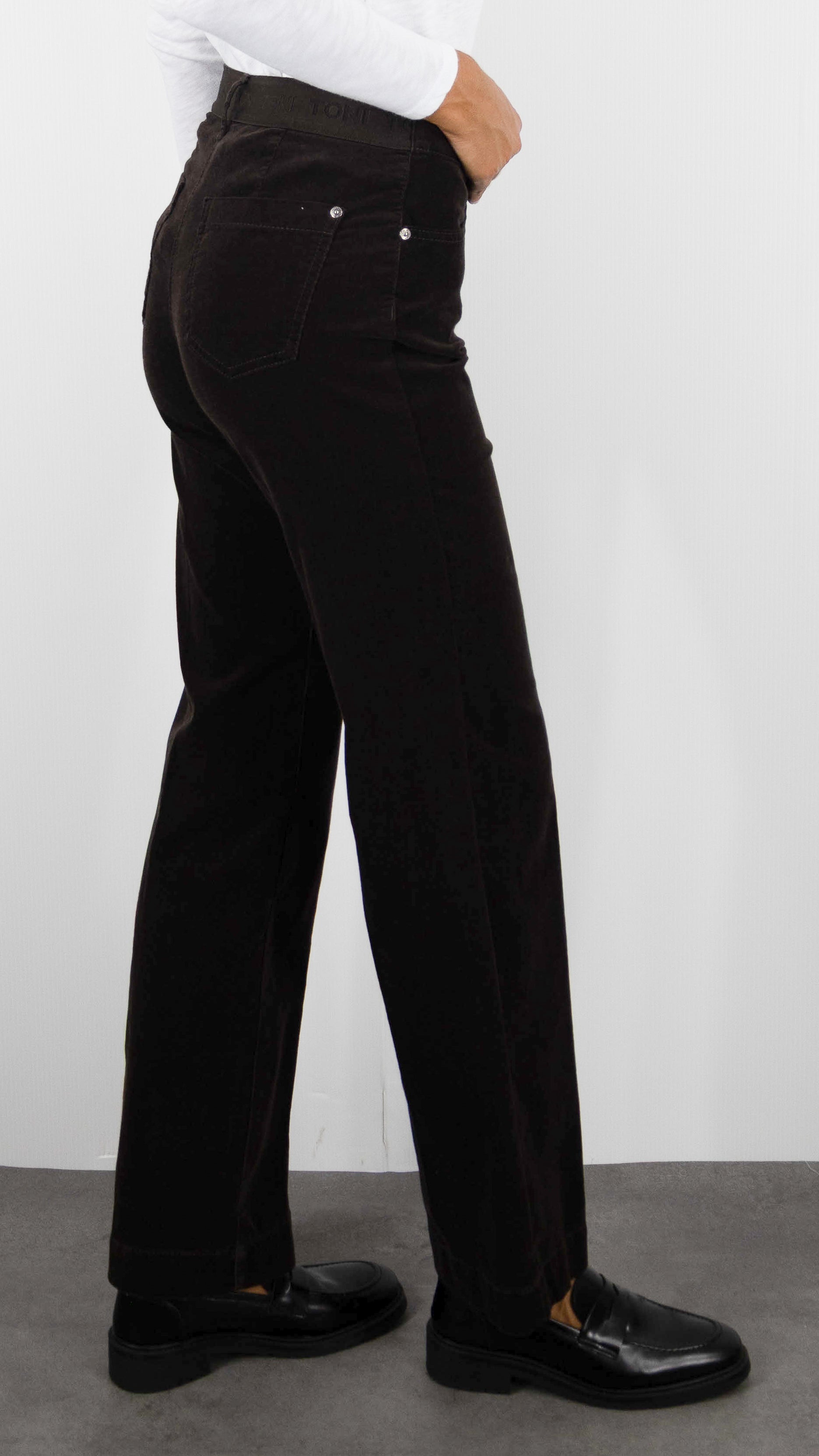 JEANS DROIT EN VELOURS POUR FEMME TONI 31-01 1213-57 JENNY WIDE#COLOR_79/DARK BROWN