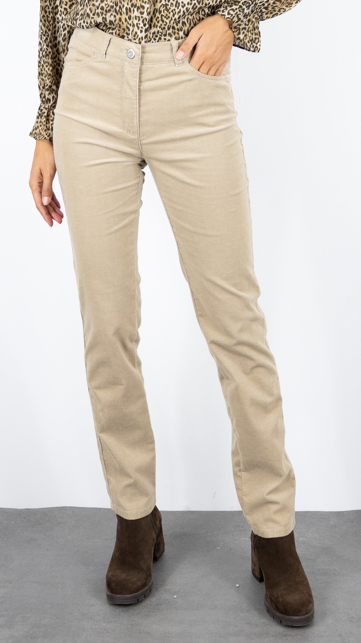 PANTALON DROIT EN VELOURS MILLERAIES POUR FEMME TONI BELOVE 31-01 1225-22#COLOR_073/BEIGE