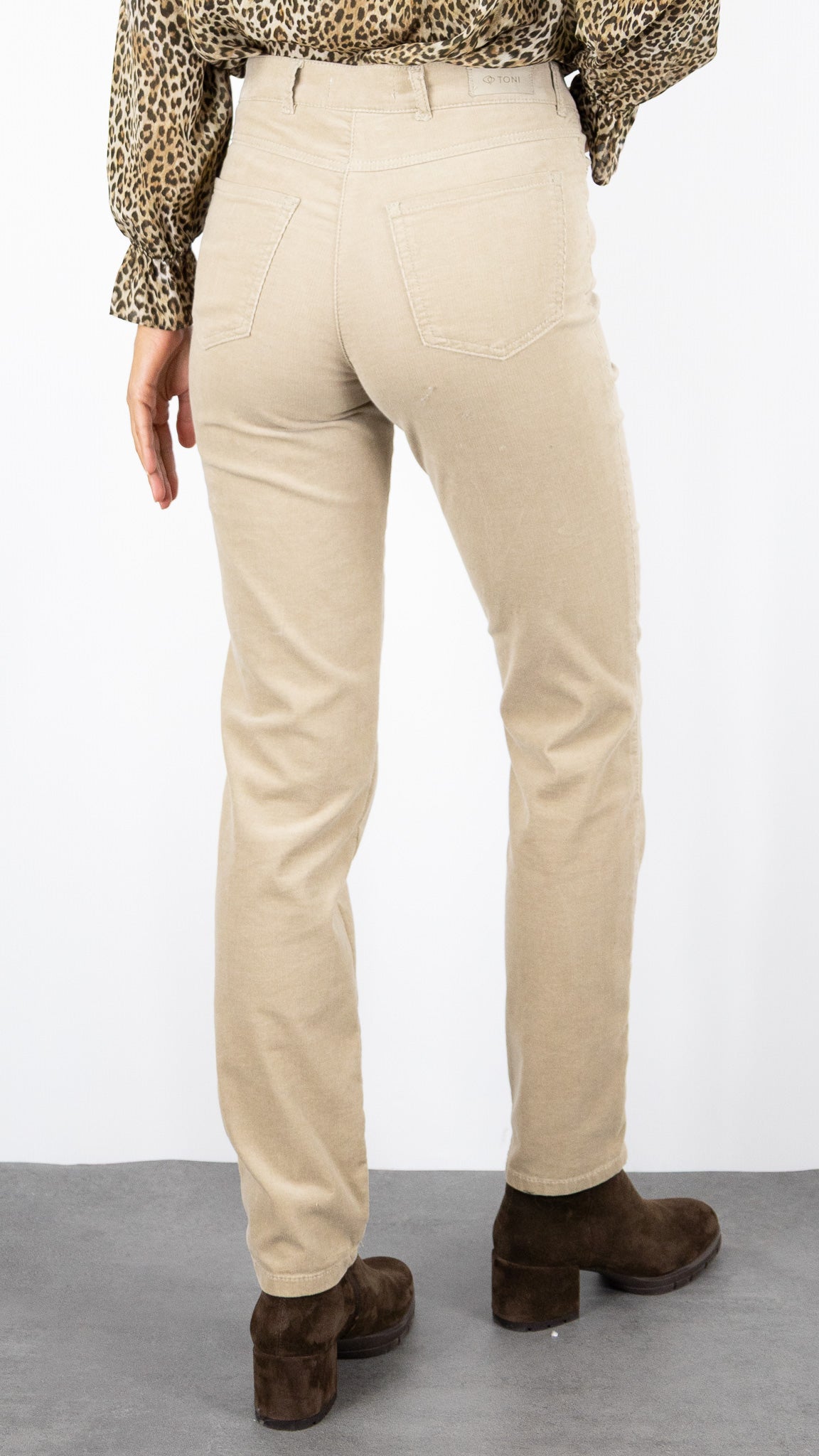 PANTALON DROIT EN VELOURS MILLERAIES POUR FEMME TONI BELOVE 31-01 1225-22#COLOR_073/BEIGE