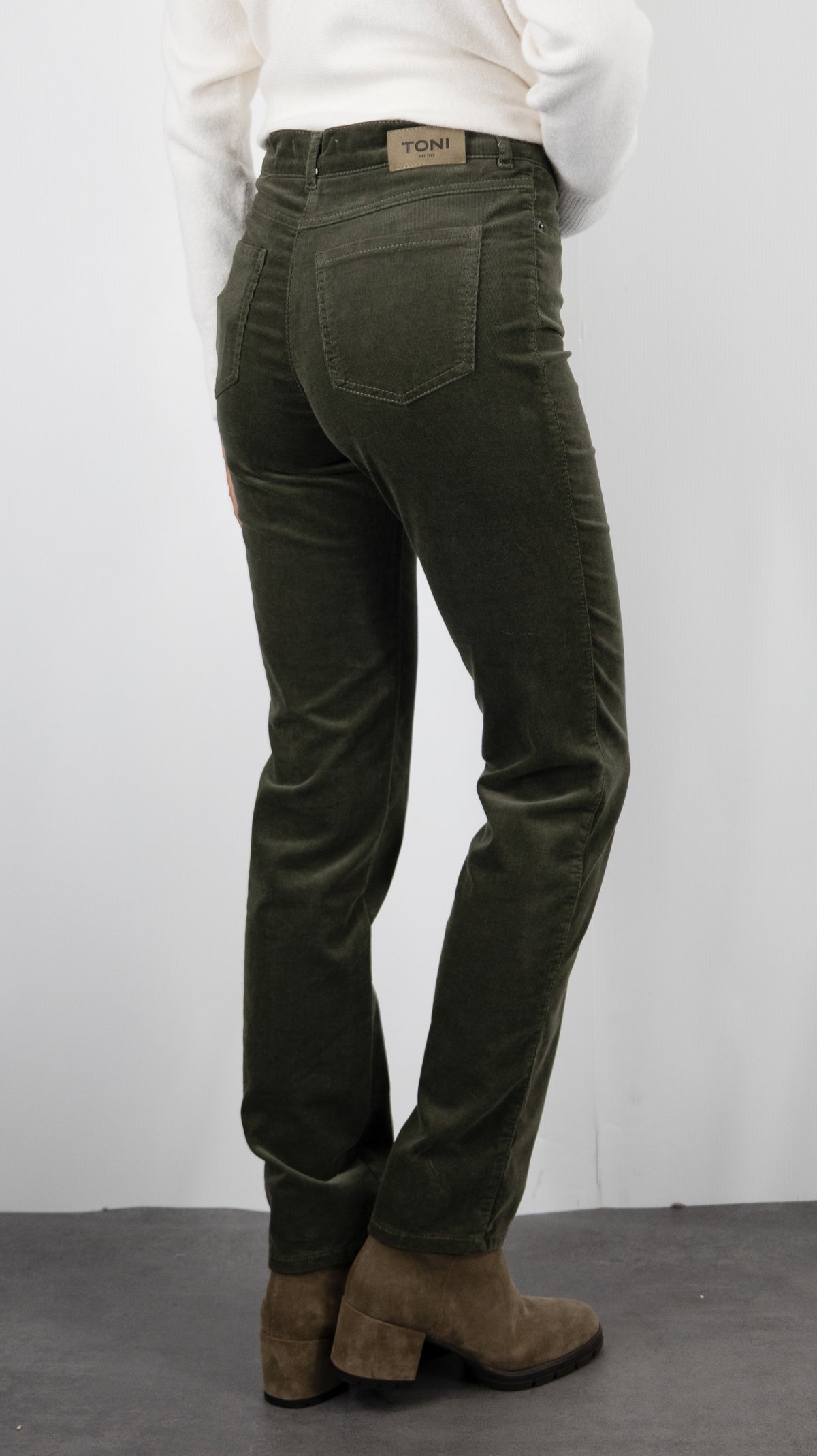 JEANS EN VELOURS POUR FEMME TONI 31-01 1225-22 BE LOVED#COLOR_67/FERN GREEN KAKI