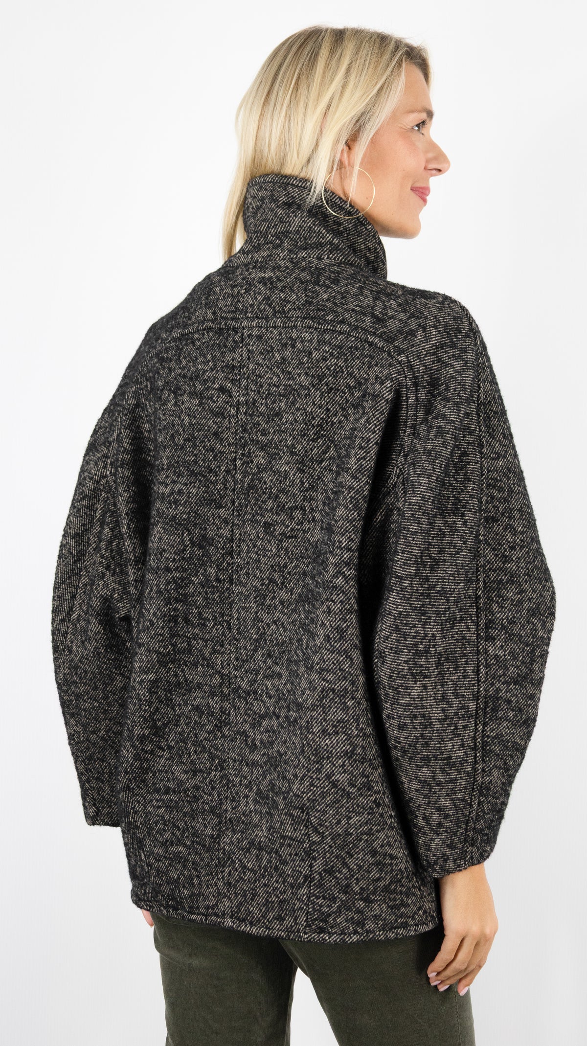 VESTE EN TWEED COL MONTANT NOIR NAOMI BASH 
