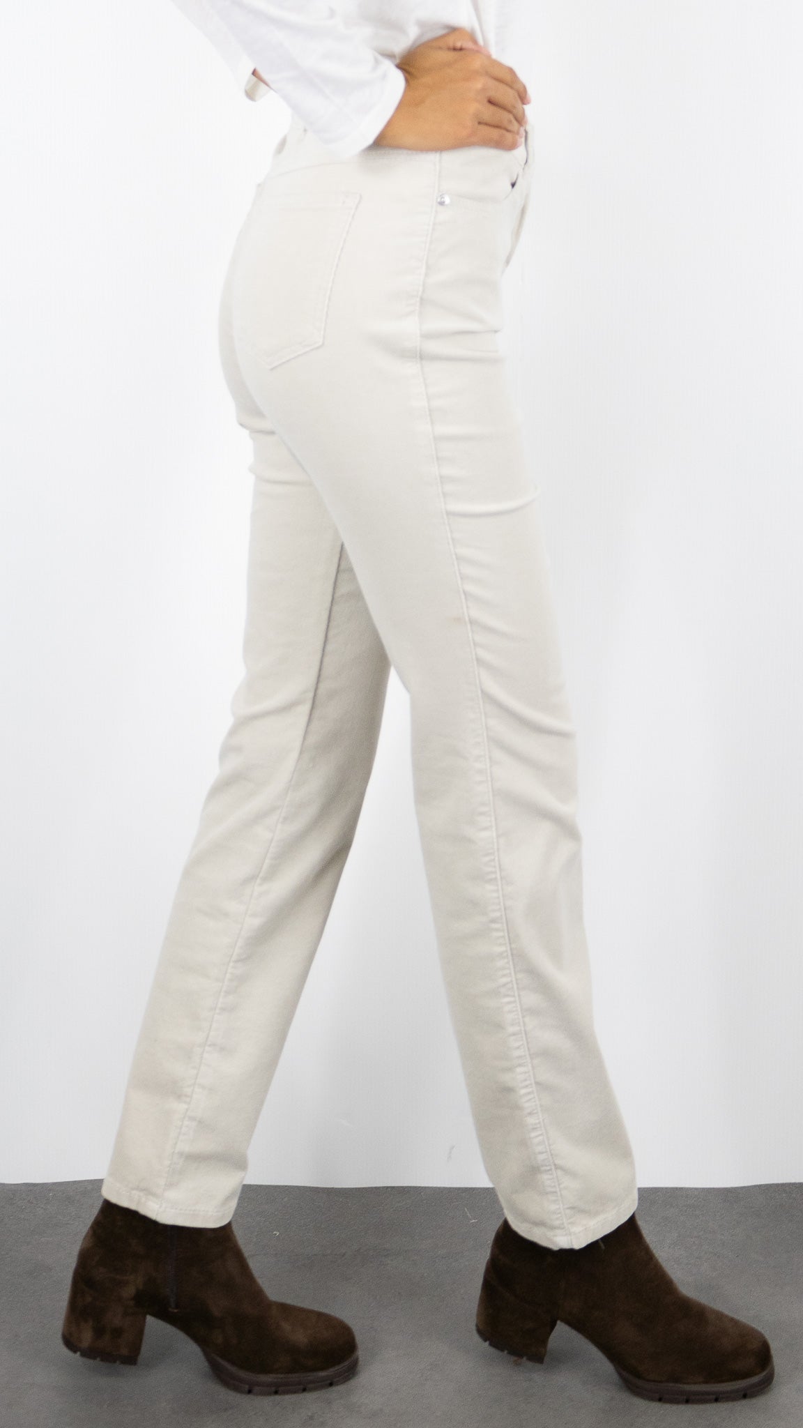 PANTALON DROIT EN VELOURS MILLERAIES POUR FEMME TONI BELOVE 31-01 1225-22#COLOR_083/ANTRACITE STONE