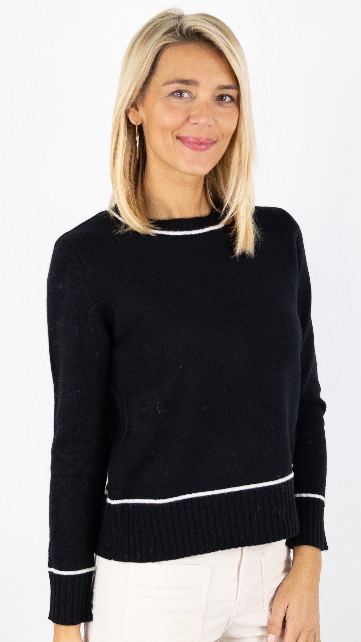 PULL DROIT EN LAINE POUR FEMME VOUS 31587##COLOR_NOIR