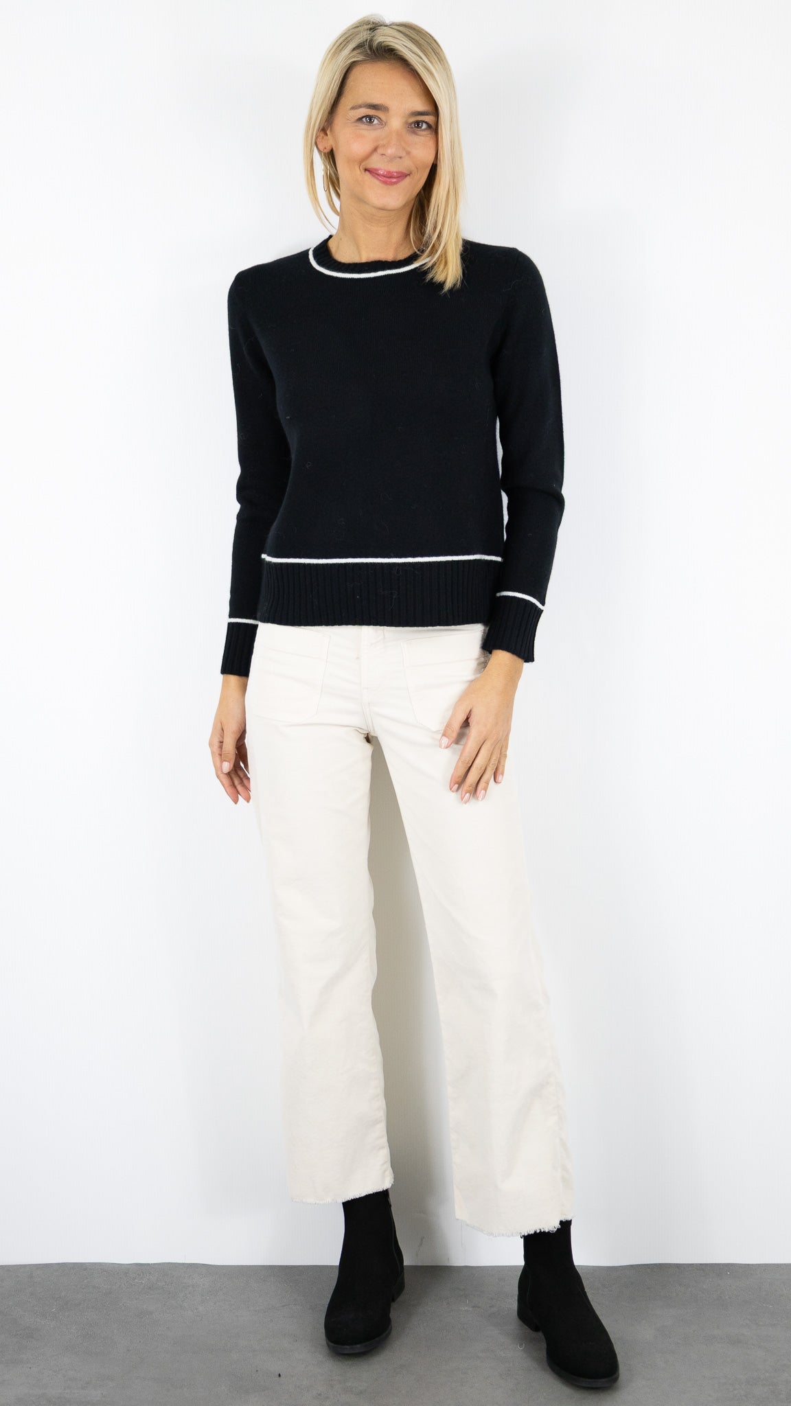 PULL DROIT EN LAINE POUR FEMME VOUS 31587##COLOR_NOIR