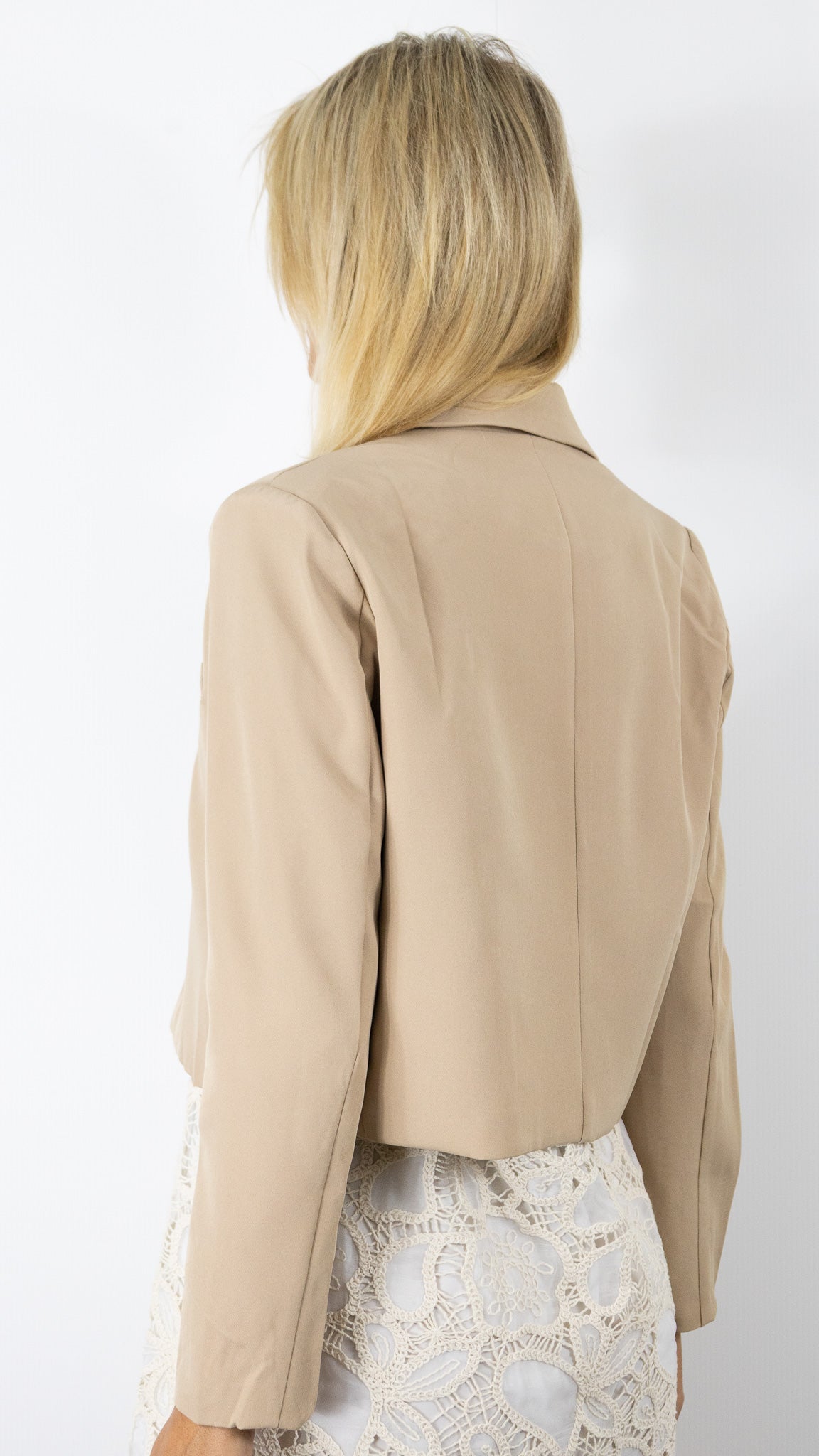 BLAZER COURT CAMEL BEIGE FEMME ELLI WHITE 35139NT