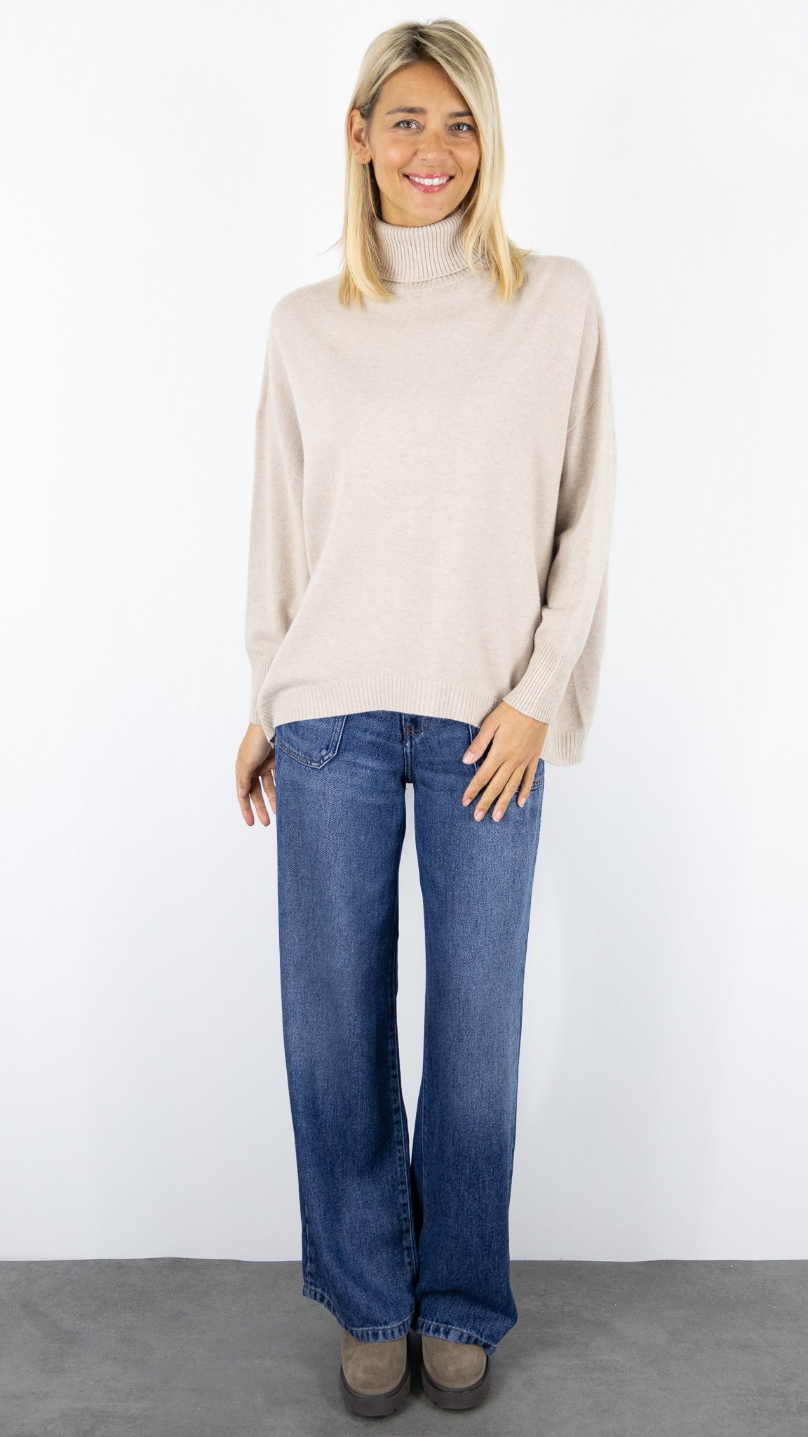 PULL COL ROULE AMPLE 36017 MAX ET ENJOY#color_BEIGE