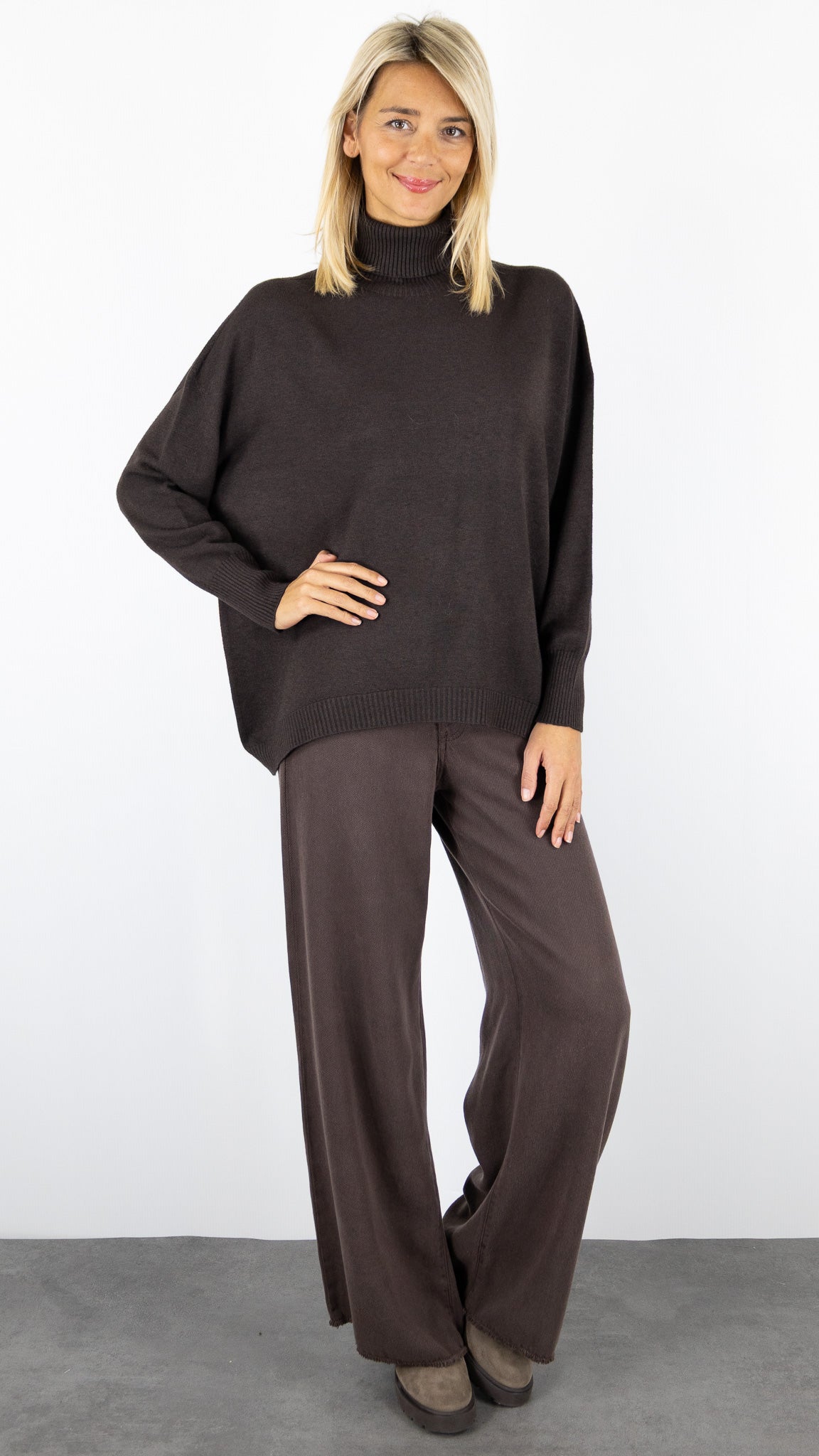 PULL COL ROULE AMPLE 36017 MAX ET ENJOY#color_MARRON