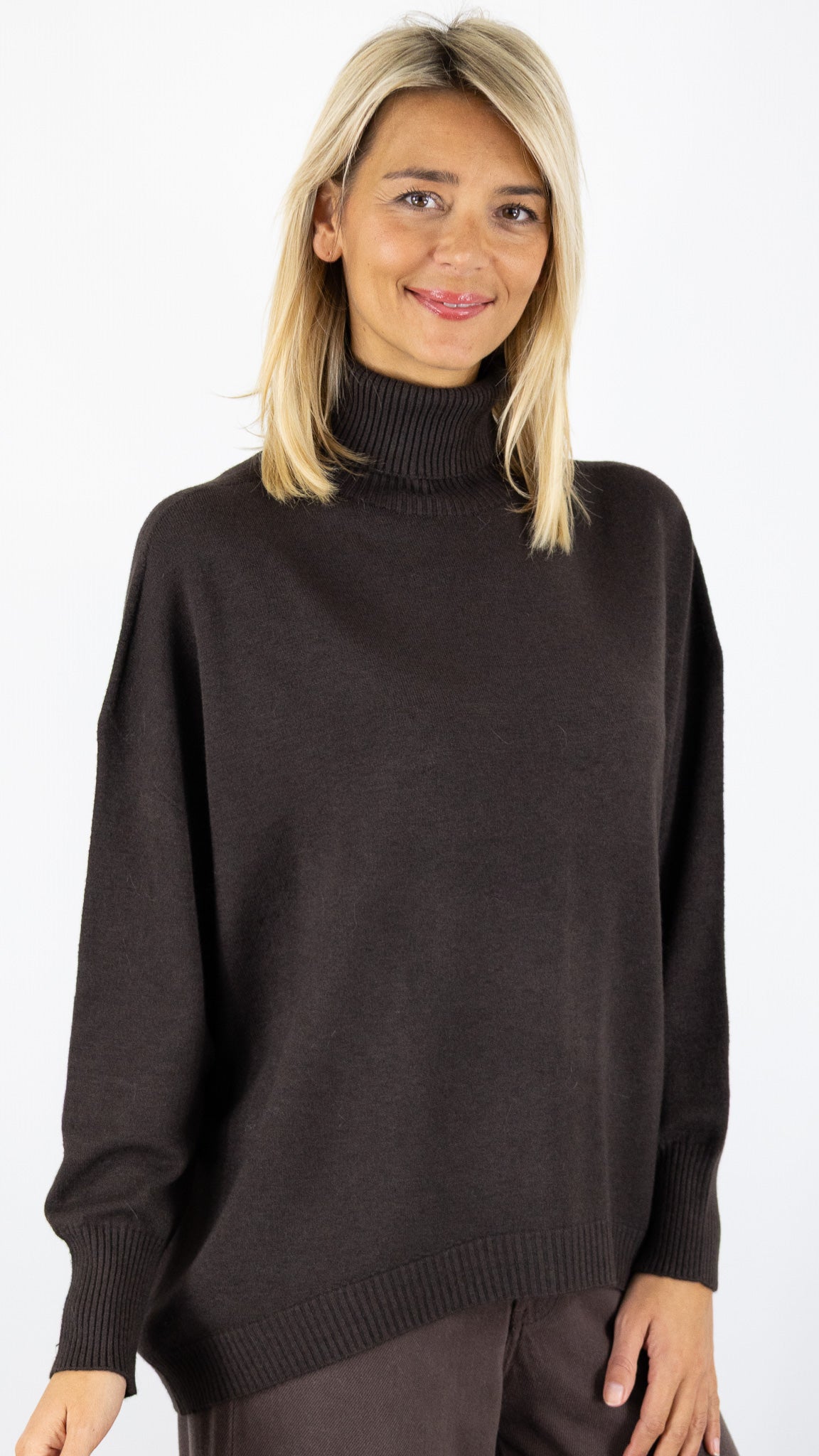 PULL COL ROULE AMPLE 36017 MAX ET ENJOY#color_MARRON