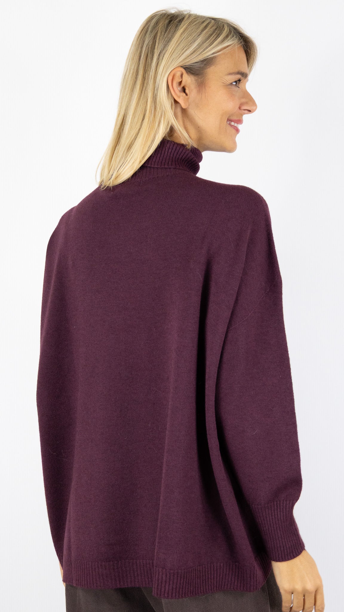 PULL COL ROULE AMPLE 36017 MAX ET ENJOY#color_PRUGNAC/PRUNE