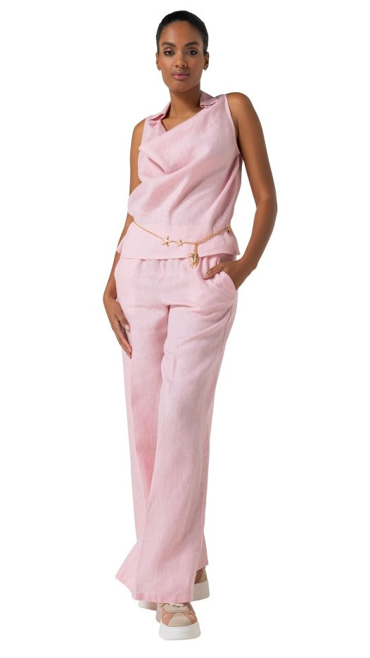 TOP DEBARDEUR EN LIN ROSE CAROLINE BISS 3676