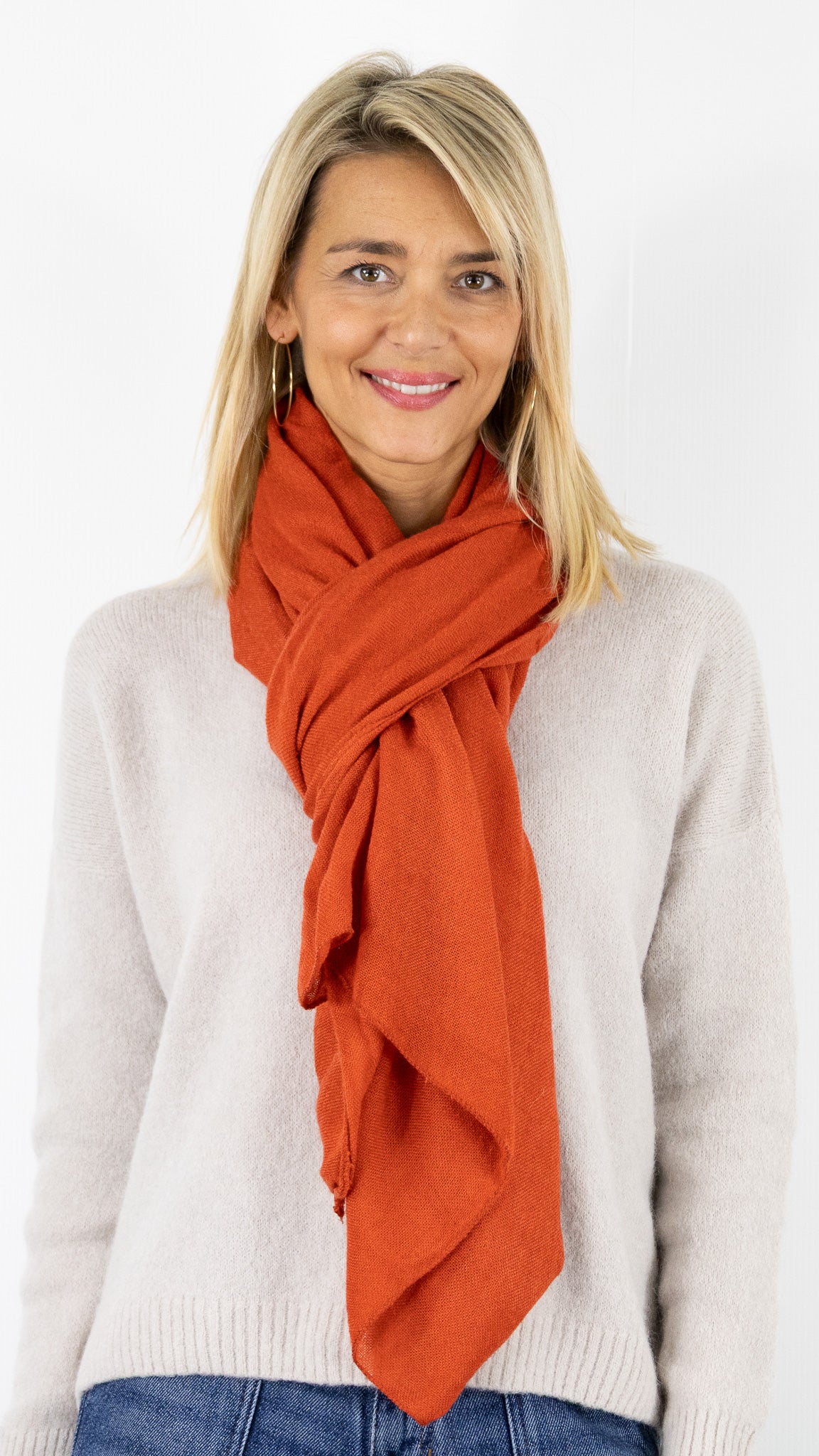 ECHARPE DOUCE BORD A BORD VOUS 39645#COLOR_0953/ORANGE FONCE