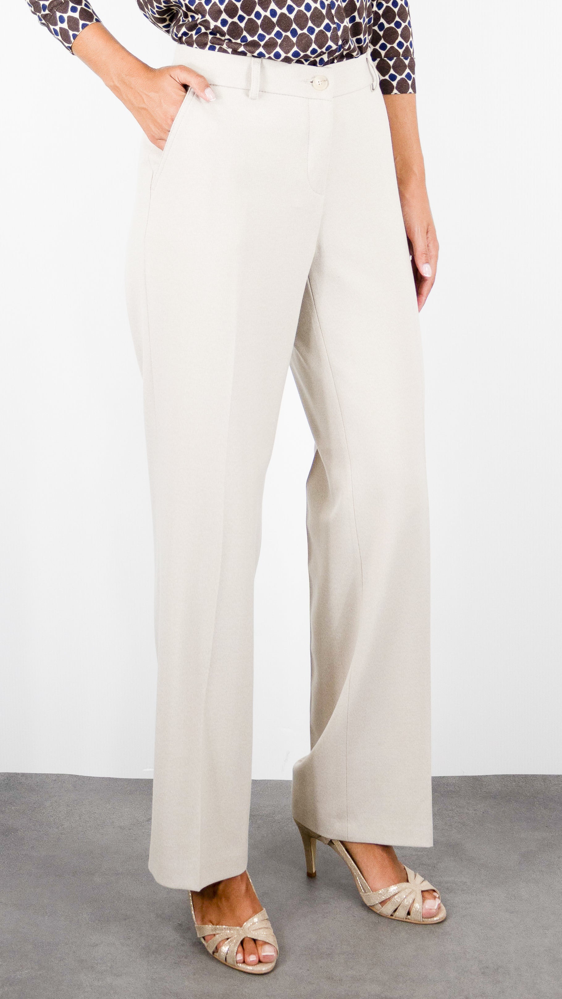 PANTALON FLARE TAILLE ELASTIQUE AU DOS ECRU POUR FEMME TONI 41-04 1213-28 JENNY WIDE LEG