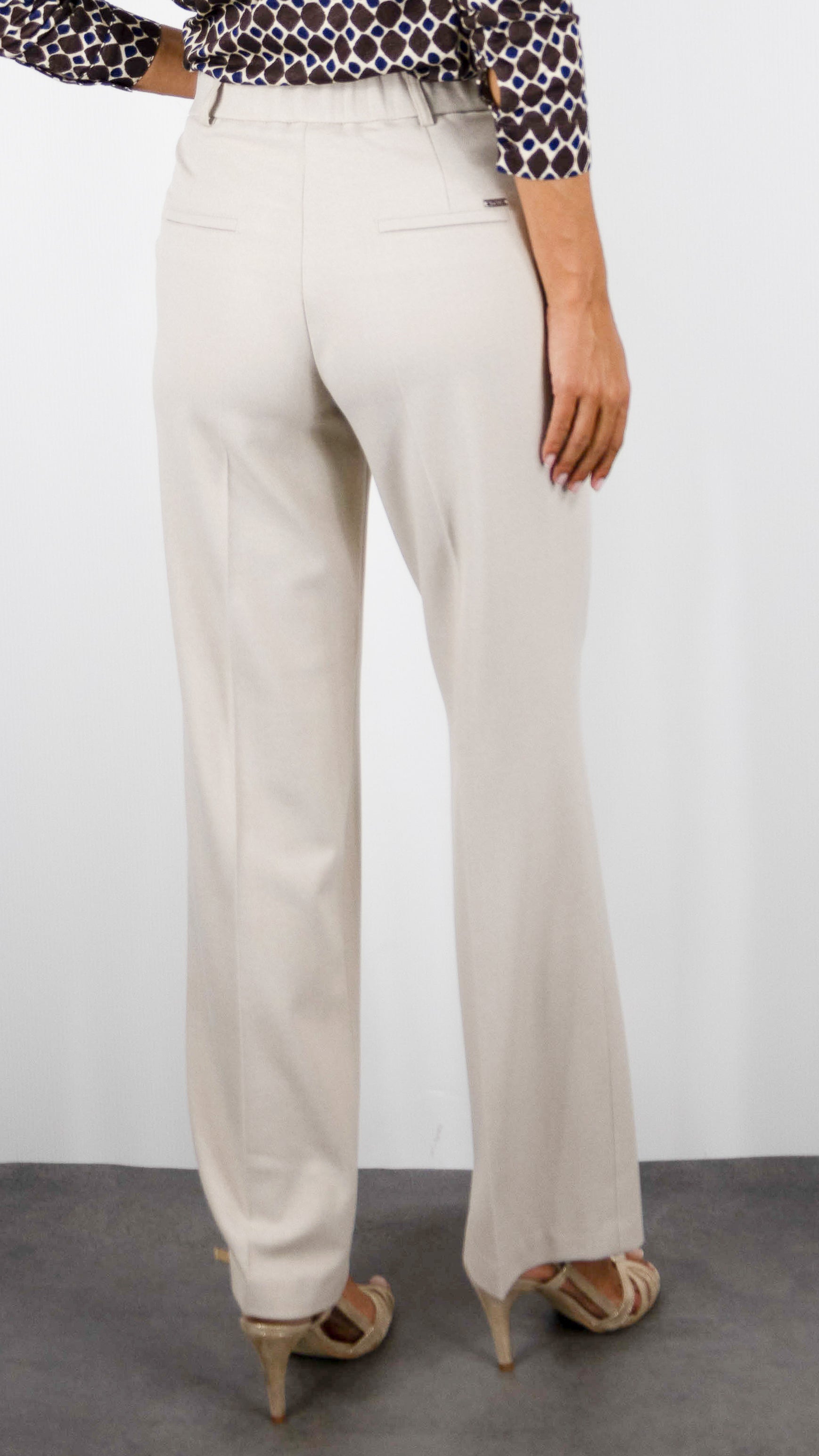 PANTALON FLARE TAILLE ELASTIQUE AU DOS ECRU POUR FEMME TONI 41-04 1213-28 JENNY WIDE LEG