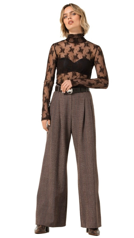 TEE-SHIRT EN DENTELLE TRANSPARENT CHOCO POUR FEMME CAROLINE BISS 4941