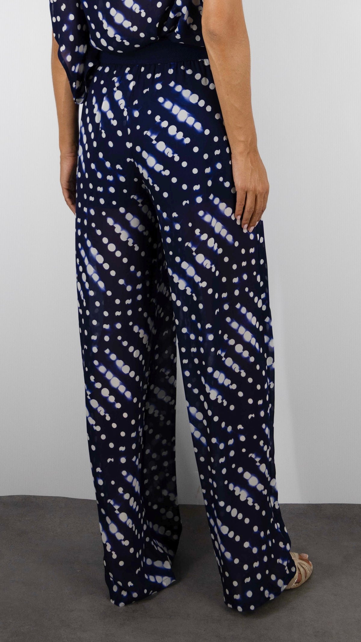 PANTALON AMPLE TAILLE ELASTIQUEE IMPRIME MARINE CAROLINE BISS 4508