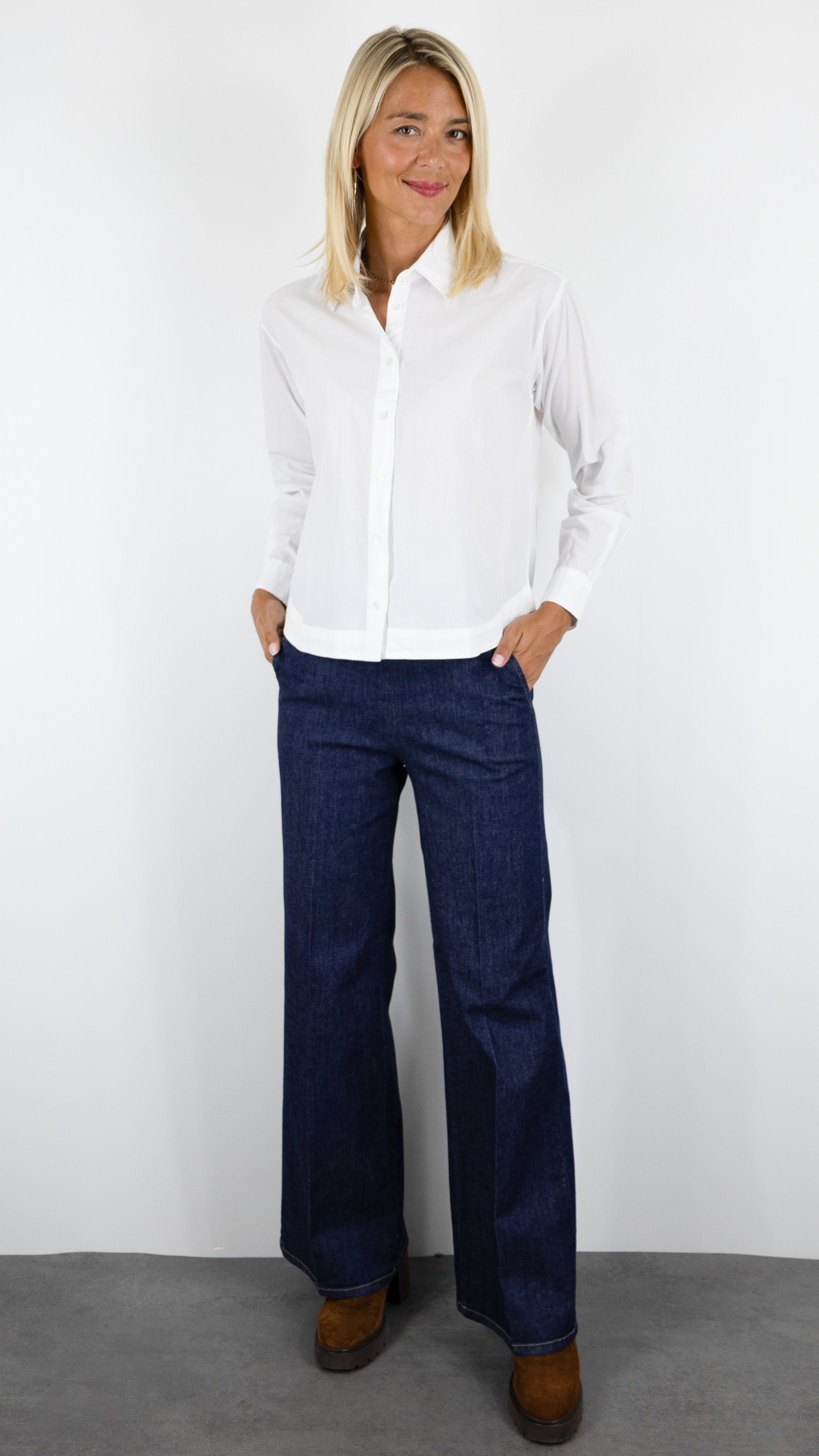 CHEMISE COURTE EN POPELINE DE COTON HARTFORD CLOVE#COLOR_20/WHITE BLANC 