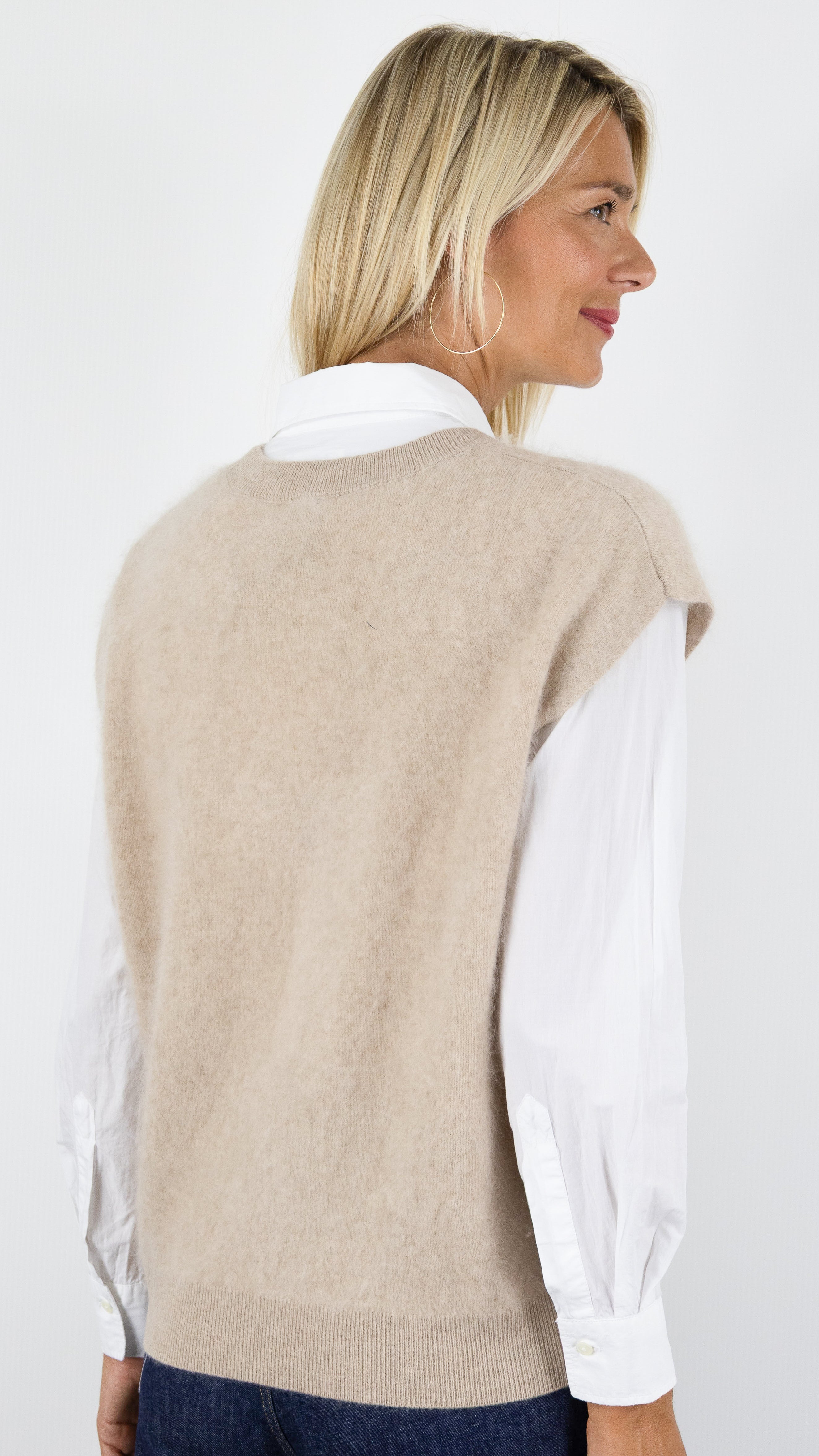 PULL SANS MANCHES EN LAINE BROSSEE BEIGE PABLO RUZA