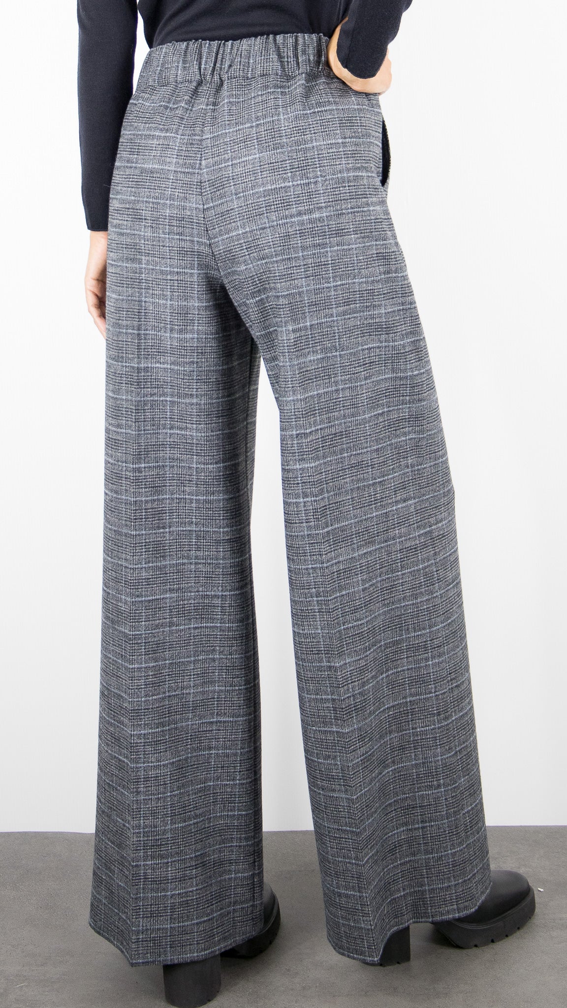 PANTALON LARGE PRINCE DE GALLES FEMME BLEU GRIS CAROLINE BISS 4518
