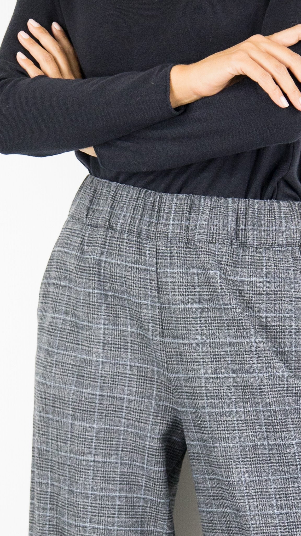 PANTALON LARGE PRINCE DE GALLES FEMME BLEU GRIS CAROLINE BISS 4518