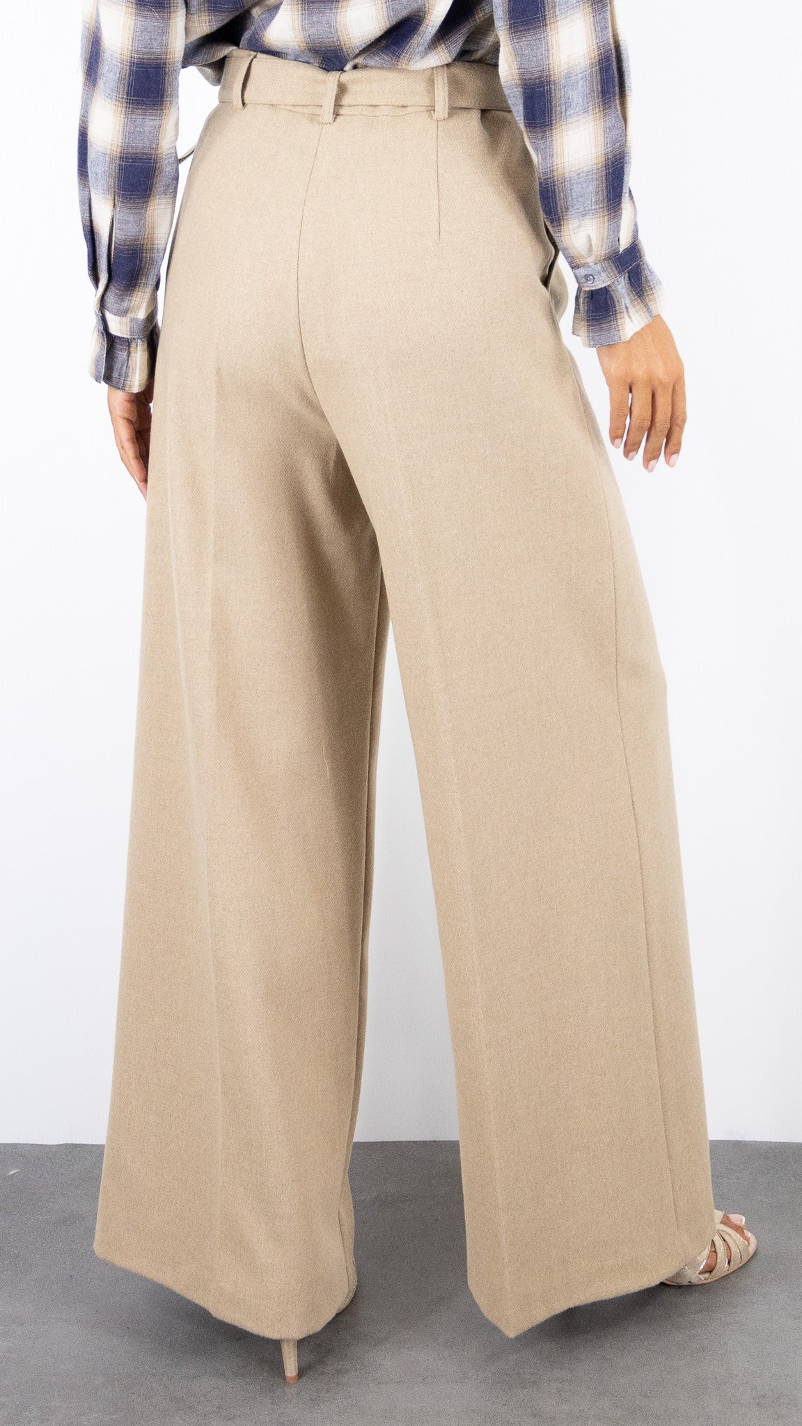 PANTALON LARGE EN LAINE CAMEL CAROLINE BISS 4531