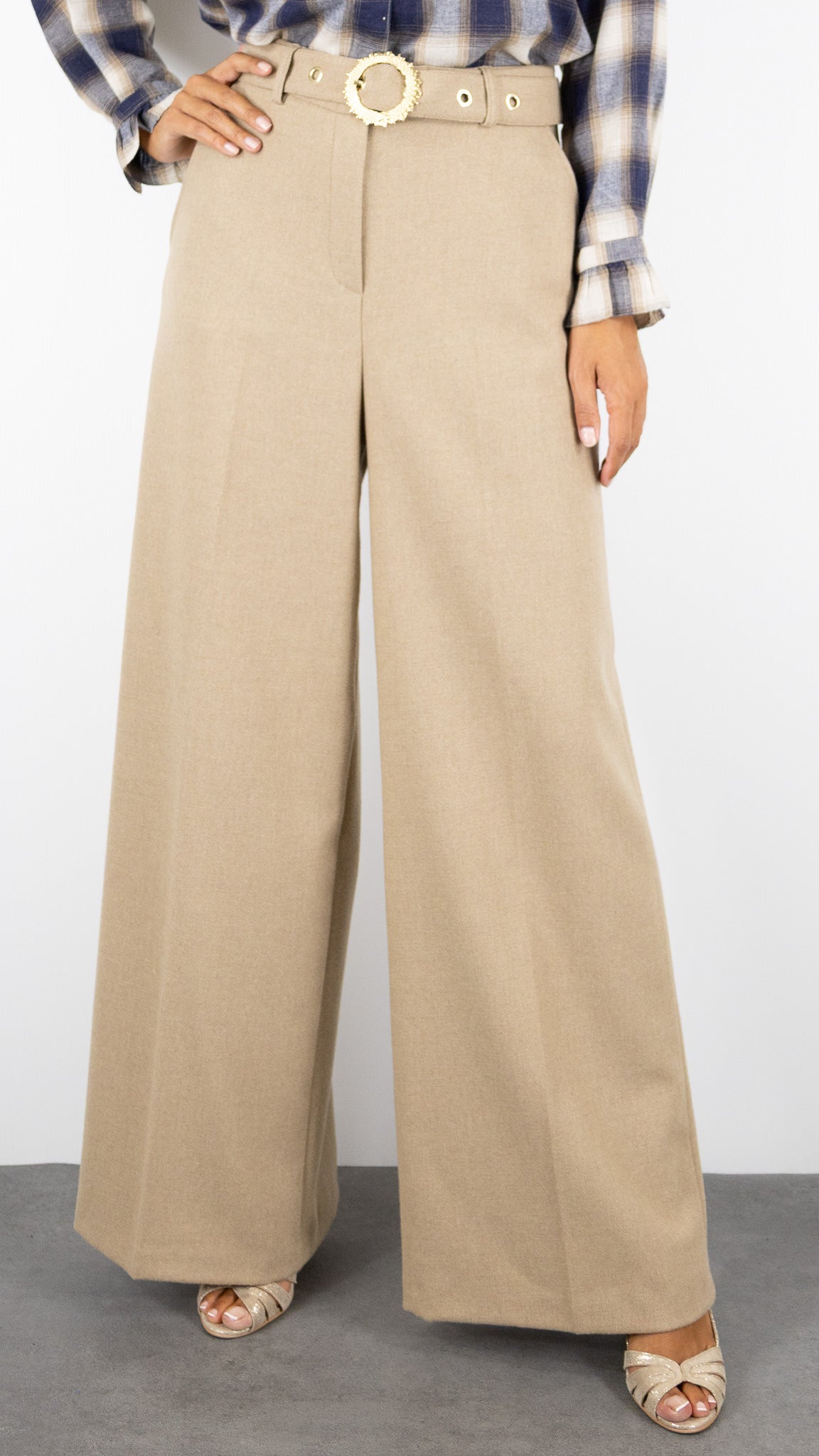 PANTALON LARGE EN LAINE CAMEL CAROLINE BISS 4531