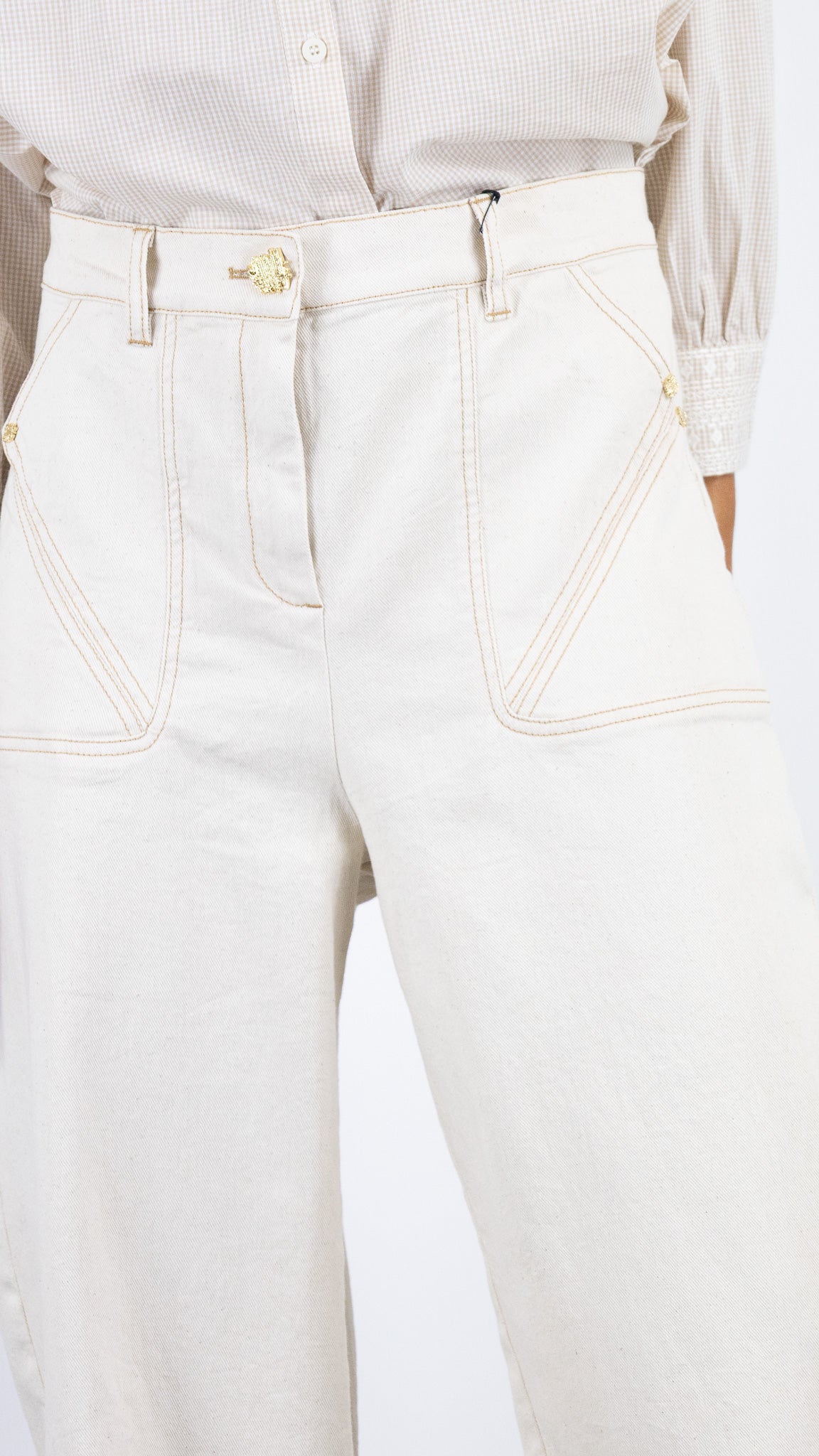 PANTALON LARGE ECRU EN COTON POUR FEMME CAROLINE BISS 4559