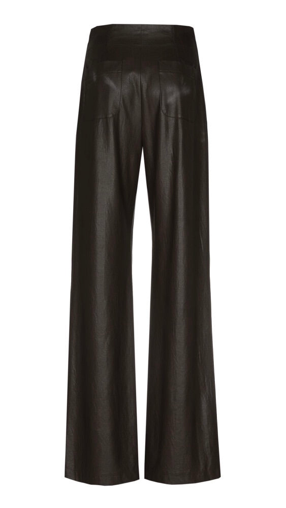 PANTALON LARGE EN FAUX CUIR VEGAN FEMME CAROLINE BISS 4567#COLOR_30/CHOCO