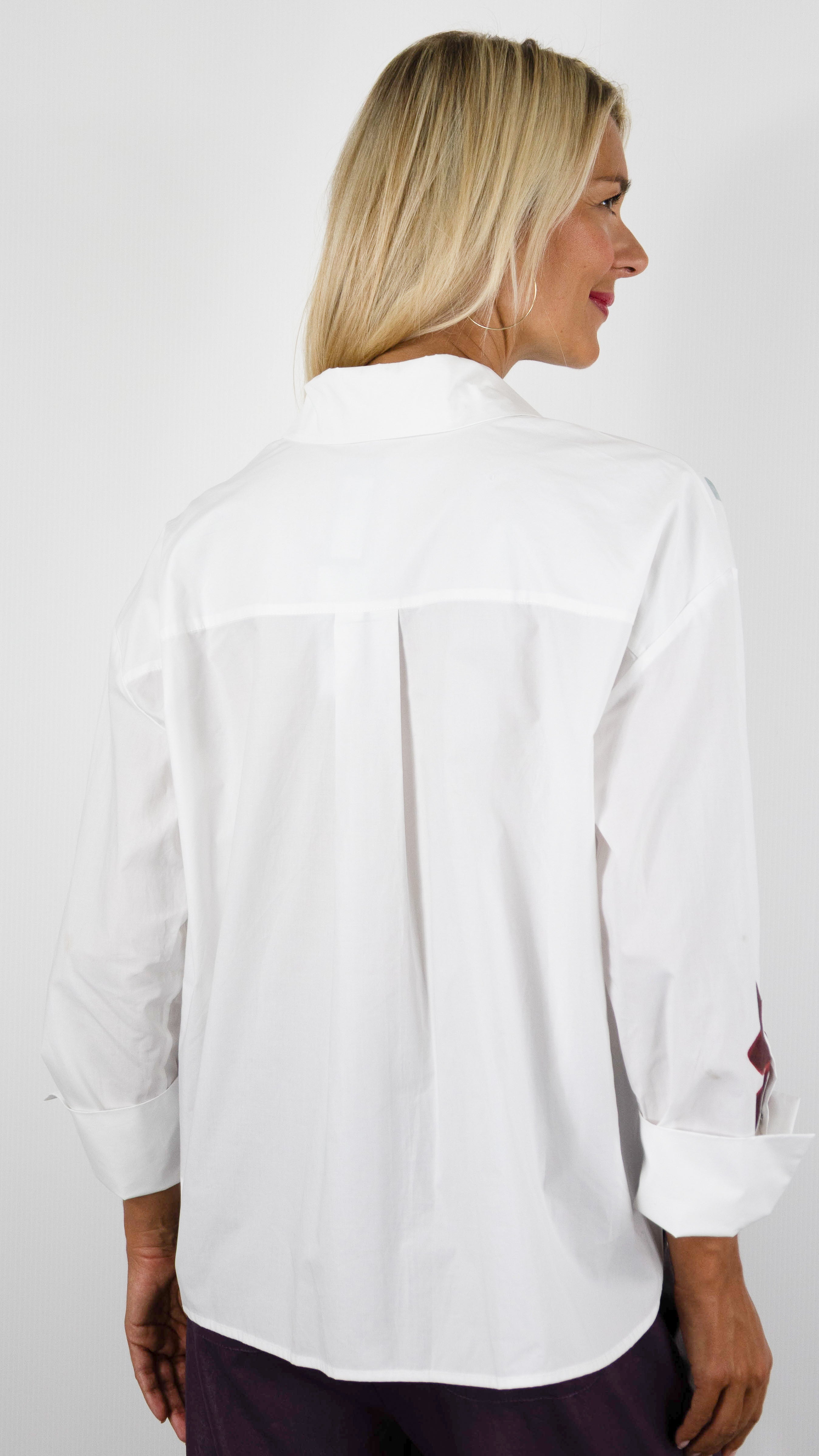 CHEMISE AMPLE EN COTON AVEC MOTIF FLEURI PRUNE ET BLANC POUR FEMME CAROLINE BISS 4674