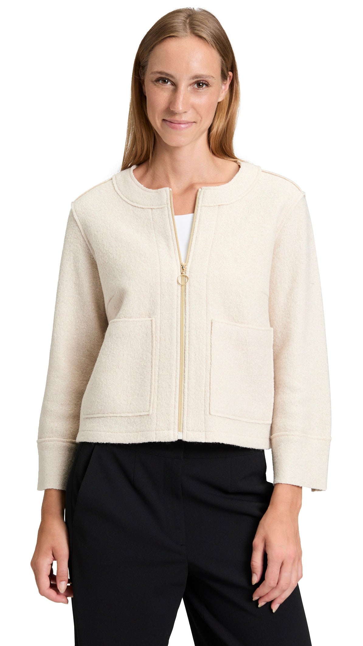 VESTE GREIGE EN LAINE BOUILLIE BETTY BARCLAY 4601/1802 