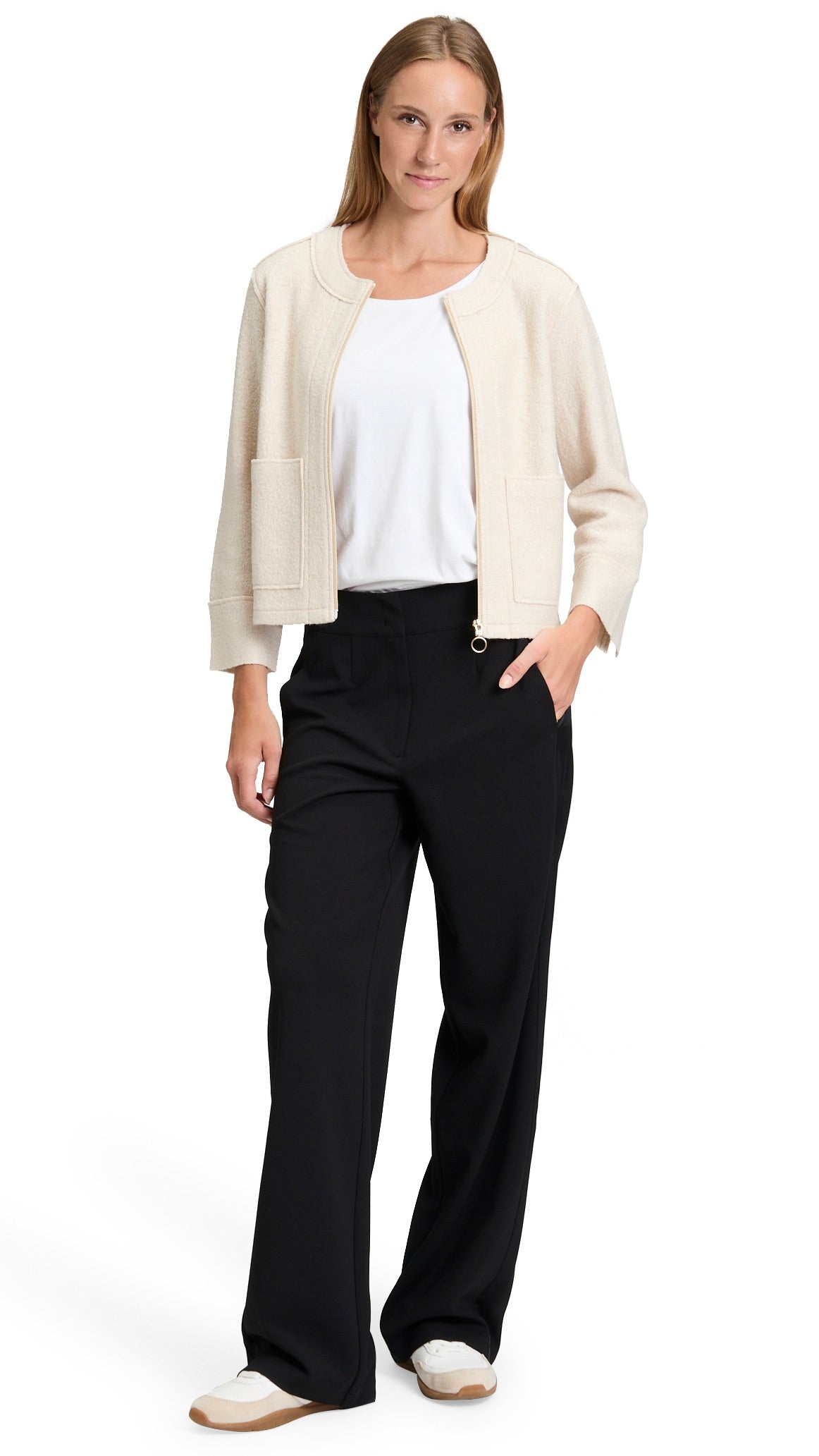 VESTE GREIGE EN LAINE BOUILLIE BETTY BARCLAY 4601/1802 