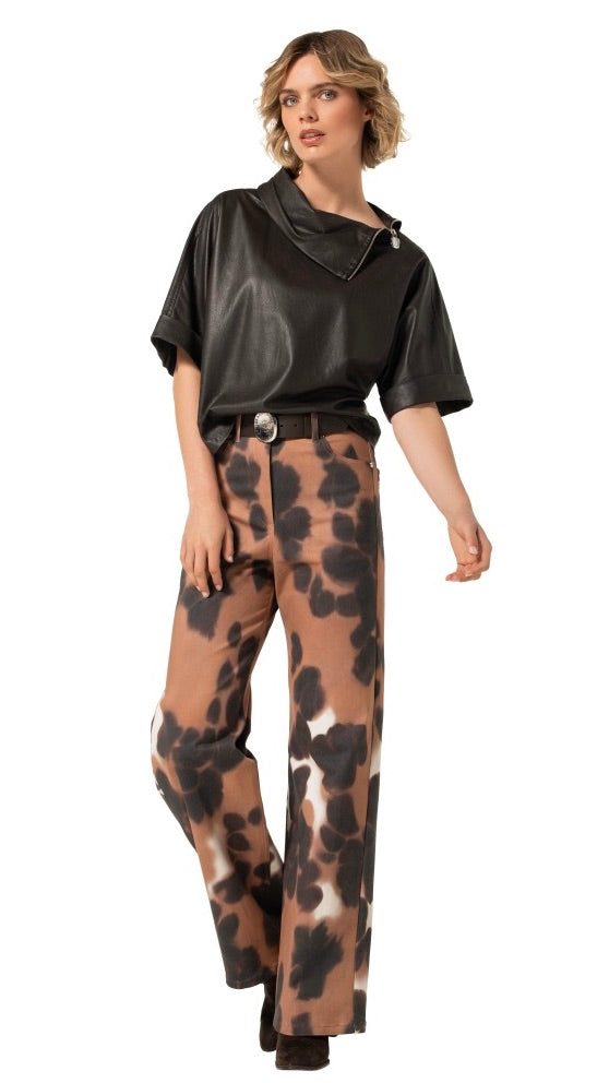 TOP EN FAUX CUIR VEGAN CHOCO AVEC COL DECALE CAROLINE BISS 4609