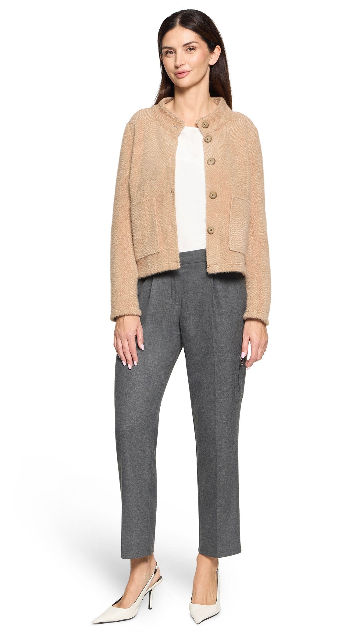 VESTE COURTE MAILLE FEMME BETTY BARCLAY 4634/1653#COLOR_7030/CAMEL