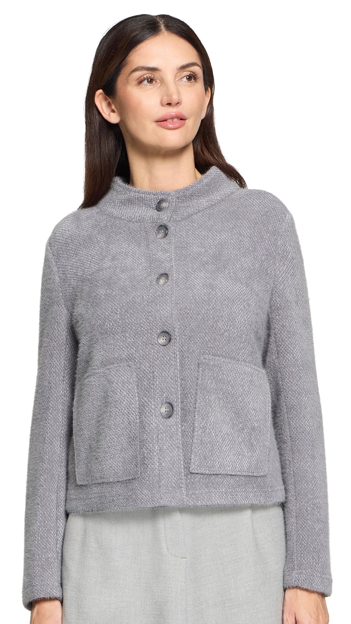 VESTE COURTE MAILLE FEMME BETTY BARCLAY 4634/1653#COLOR_9021/GRIS