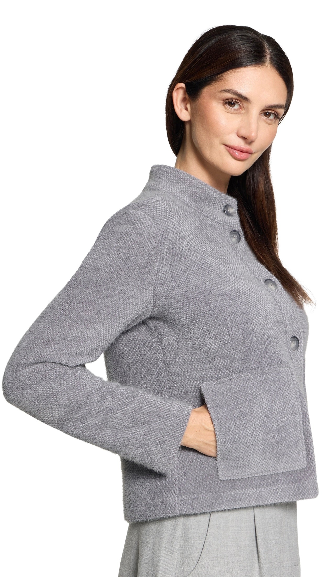 VESTE COURTE MAILLE FEMME BETTY BARCLAY 4634/1653#COLOR_9021/GRIS
