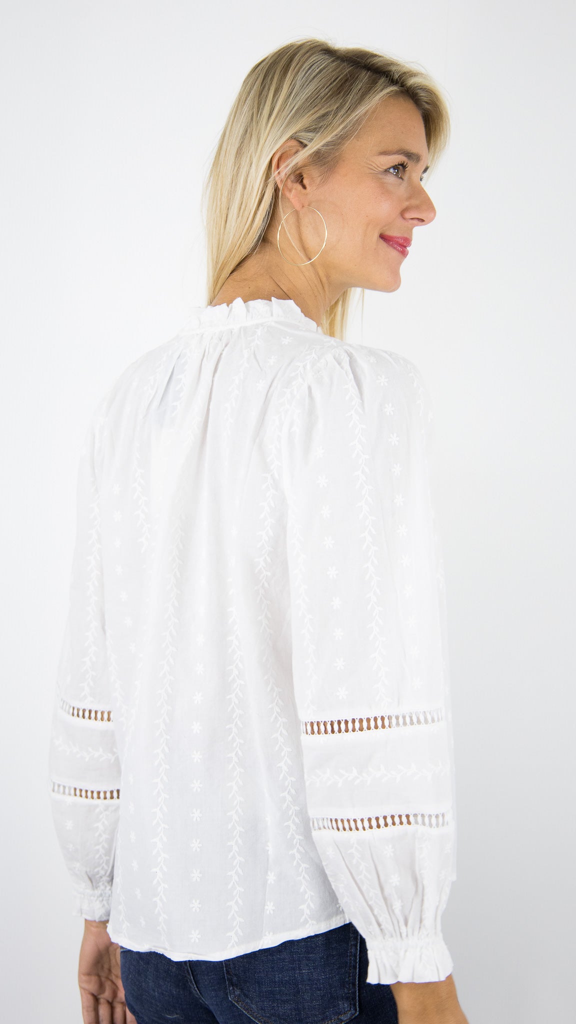 BLOUSE BRODEE AJOUREE ECRUE YCOO 4637B 